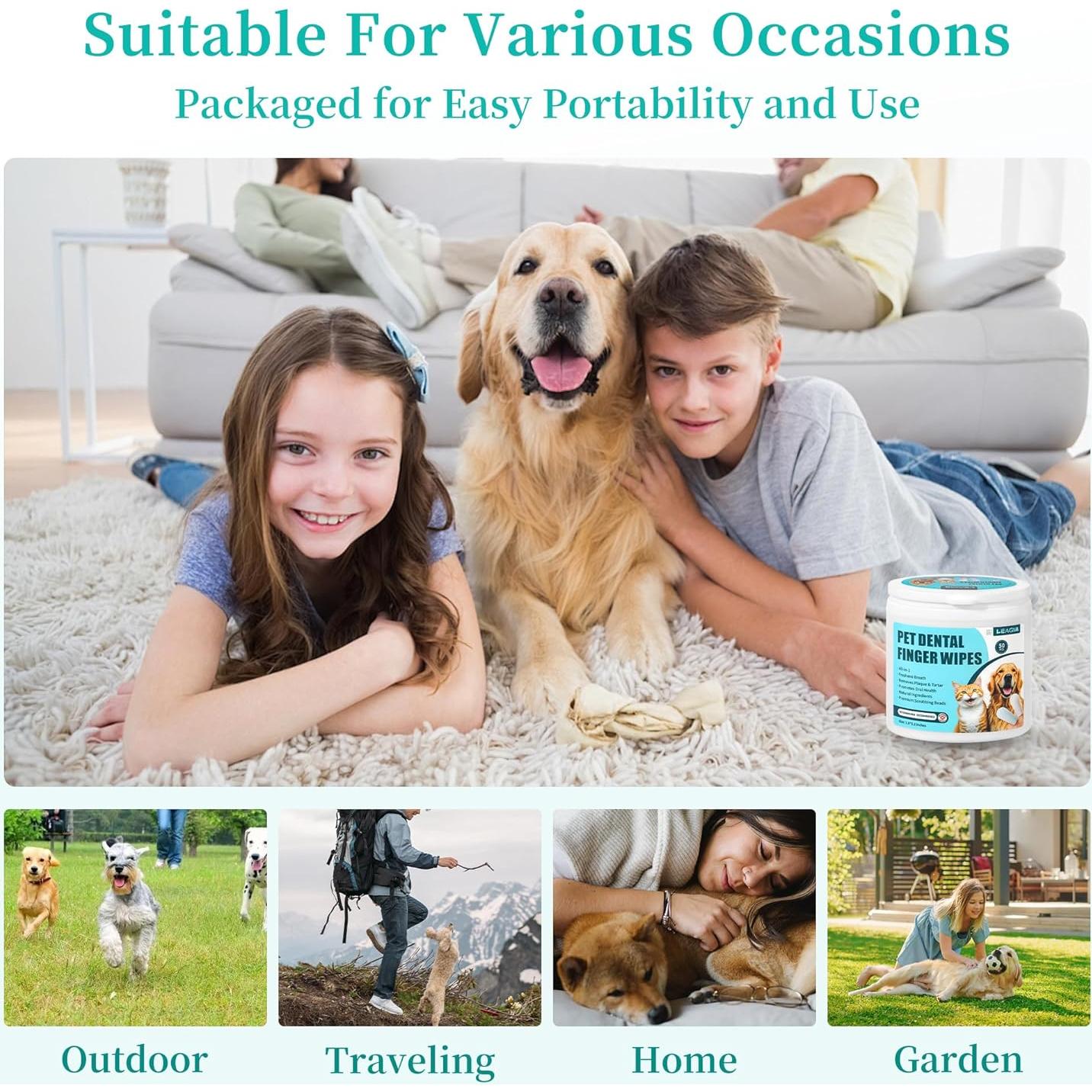 Toallitas Dentales para Perros y Gatos LEAGIM - 50 Unidades