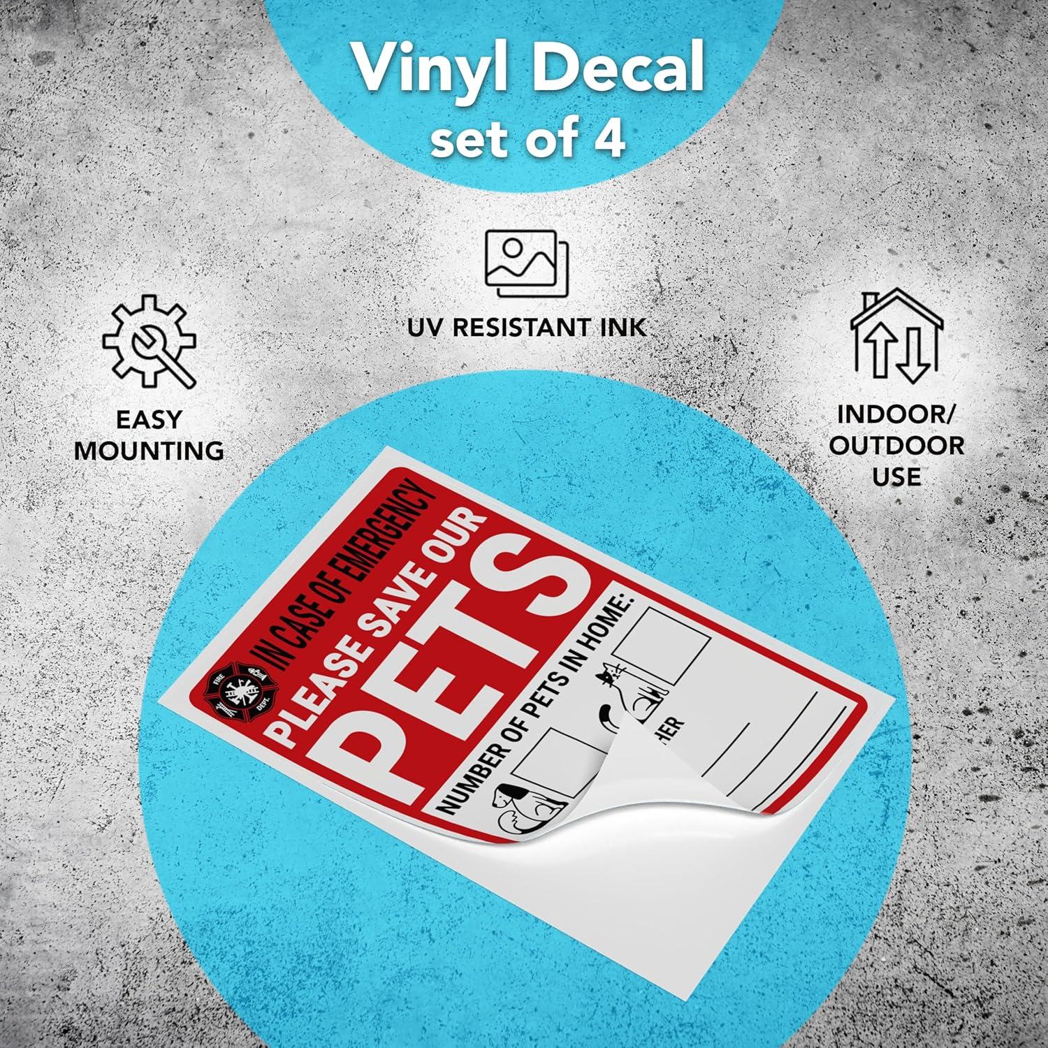 Juego de 4 Etiquetas de Alerta de Mascotas DIMARONGTON 10x15 cm