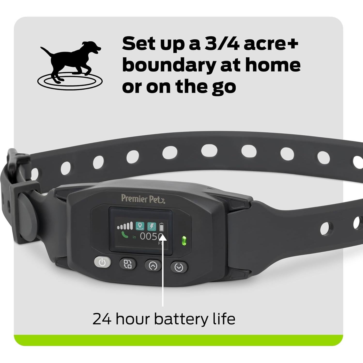 Collar GPS Inalámbrico para Perros Premier Pet - Sumergible, Recargable, 0.30 Hectáreas