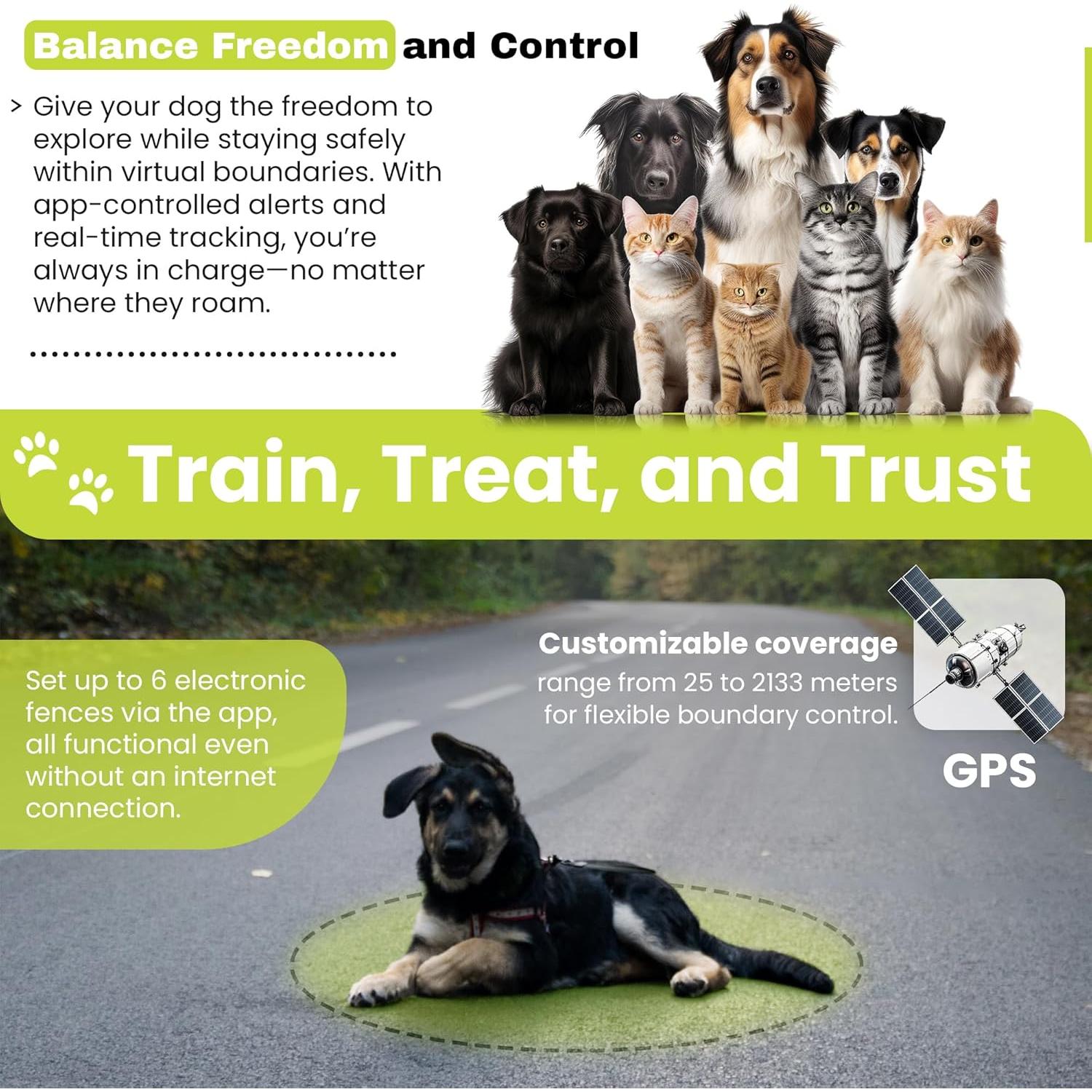 Sistema de Cerca GPS para Perros The Good Pet - Collar LCD Impermeable