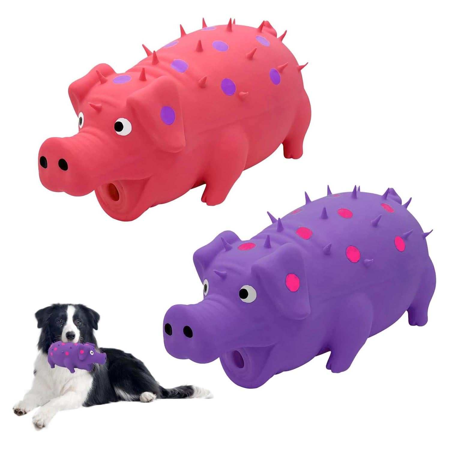 Juguete Squeaky para Perros Andiker 20cm Láttex Cerdo Rosa/Púrpura