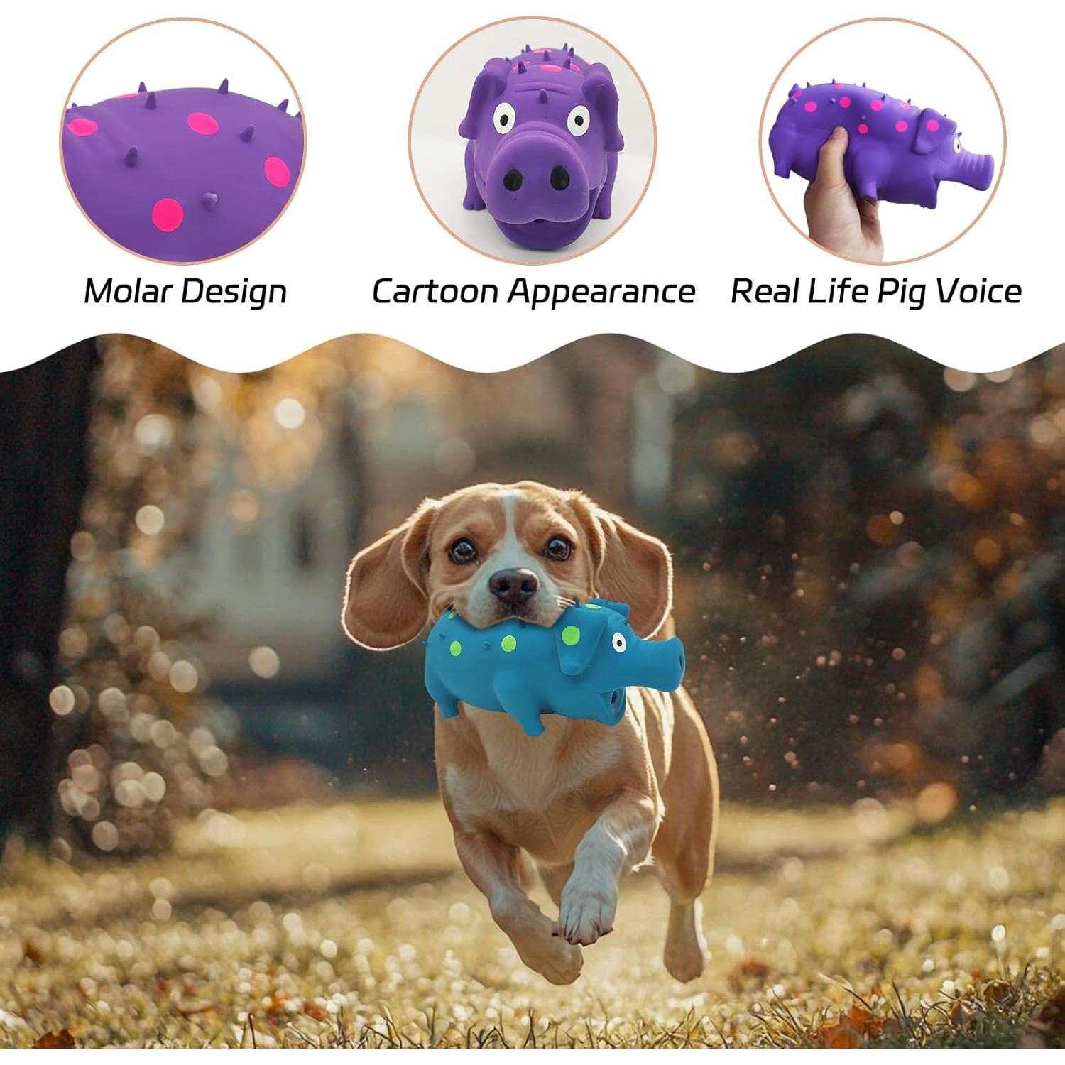 Juguete Squeaky para Perros Andiker 20cm Láttex Cerdo Rosa/Púrpura