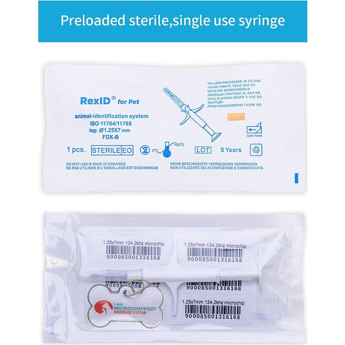 Kit de Microchip para Mascotas RexID 1.25x7mm - 2 Unidades