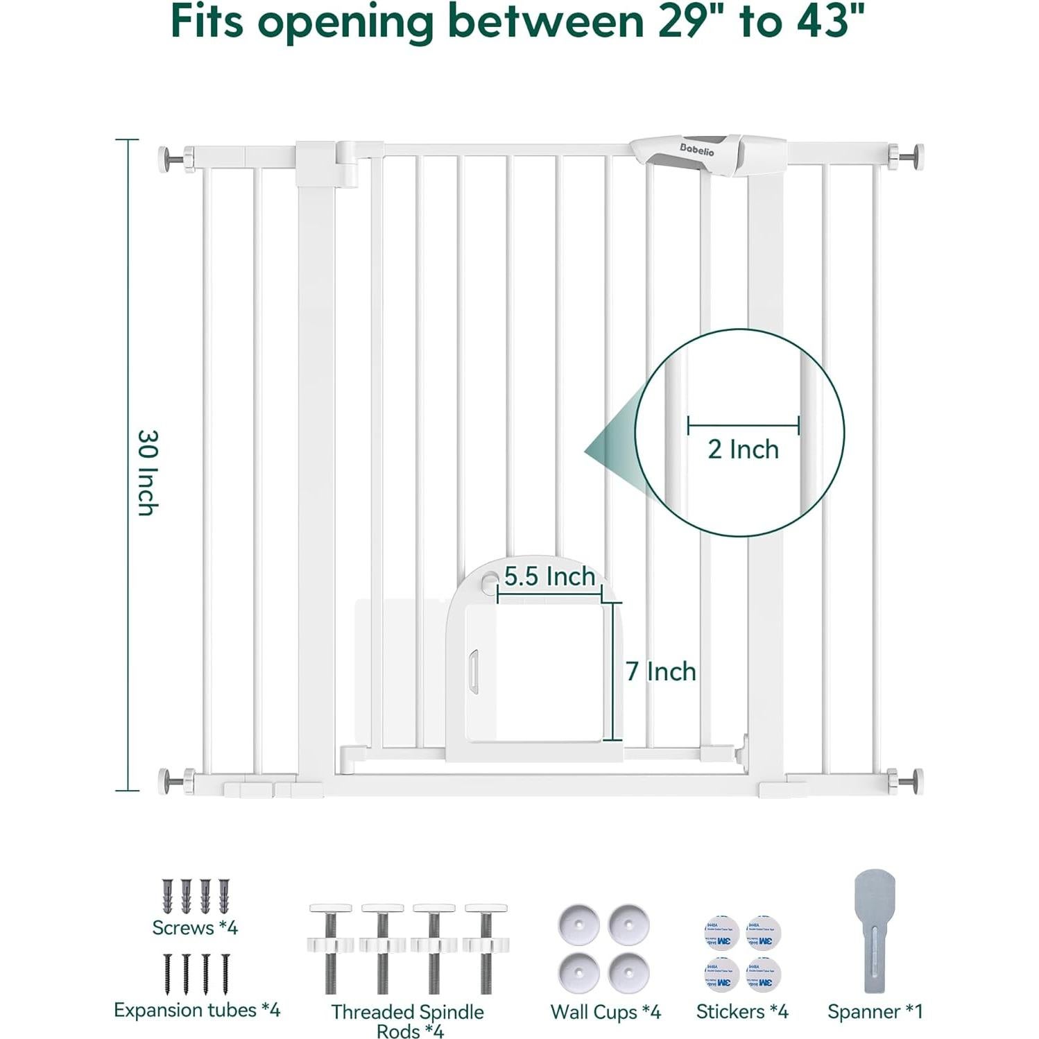 Puerta de Seguridad Babelio 91.44 cm para Bebés y Mascotas