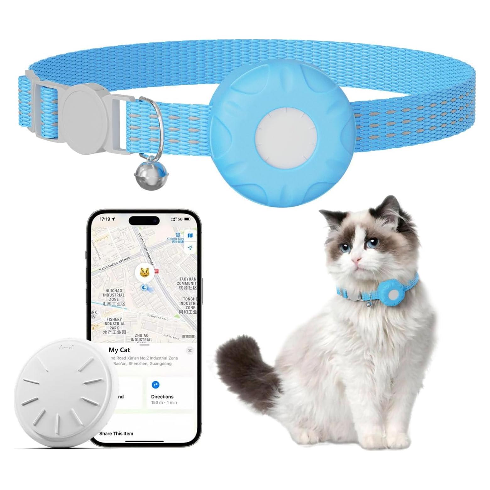 Collar Rastreador de Gatos ZITTZ Azul, Impermeable, Bluetooth iOS