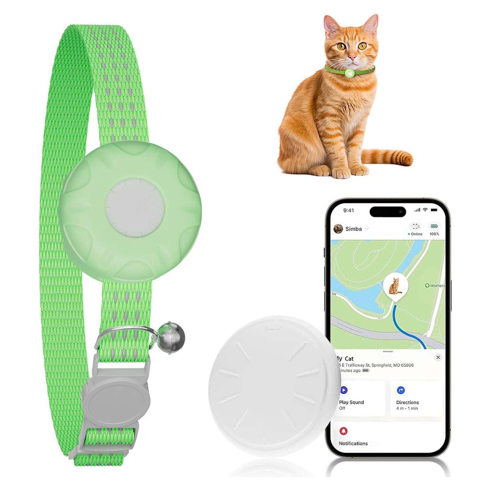 Rastreador GPS para Gatos ZFSJTAG Verde, Sin Cuota Mensual