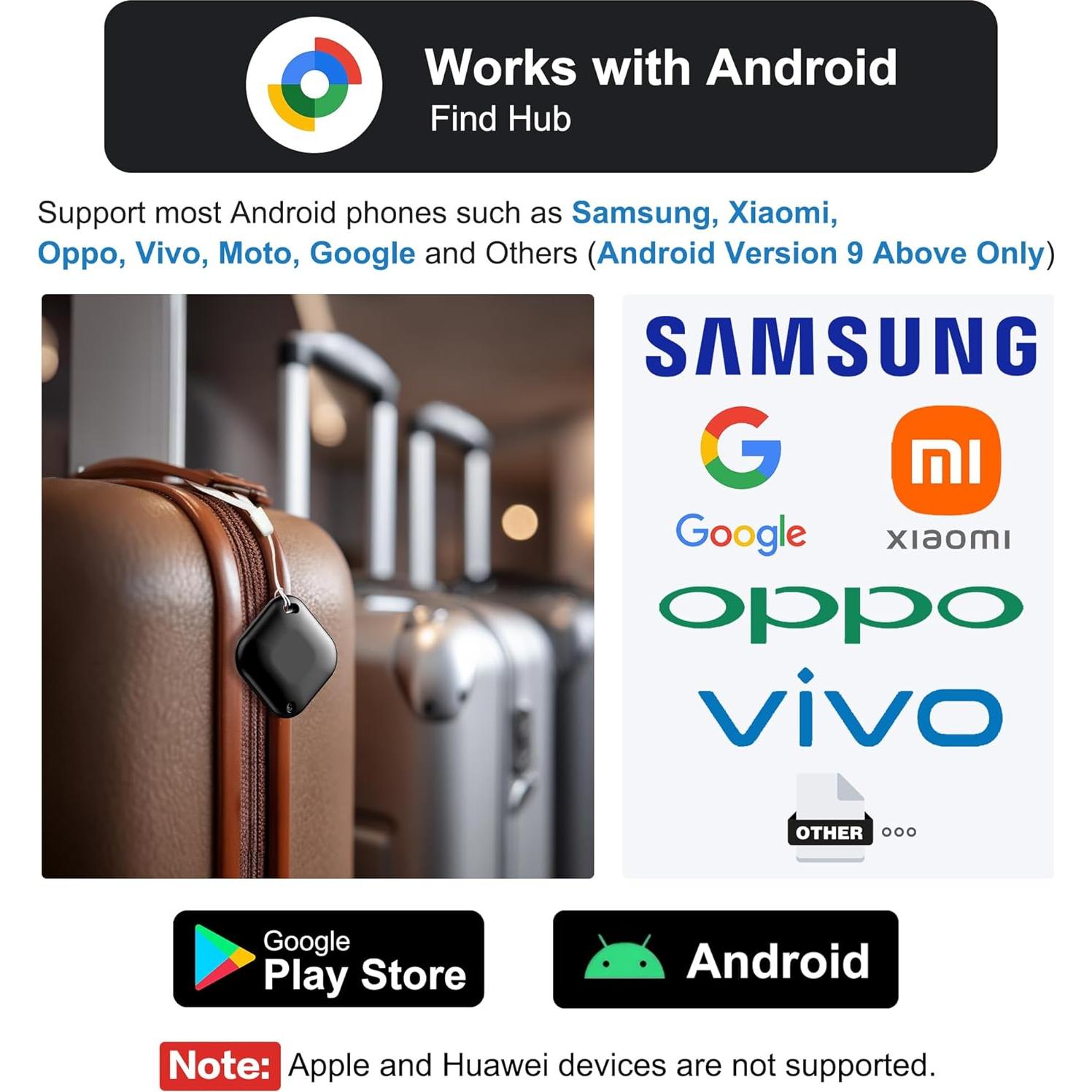 Rastreador Bluetooth Xsutic para Android, paquete de 4 etiquetas