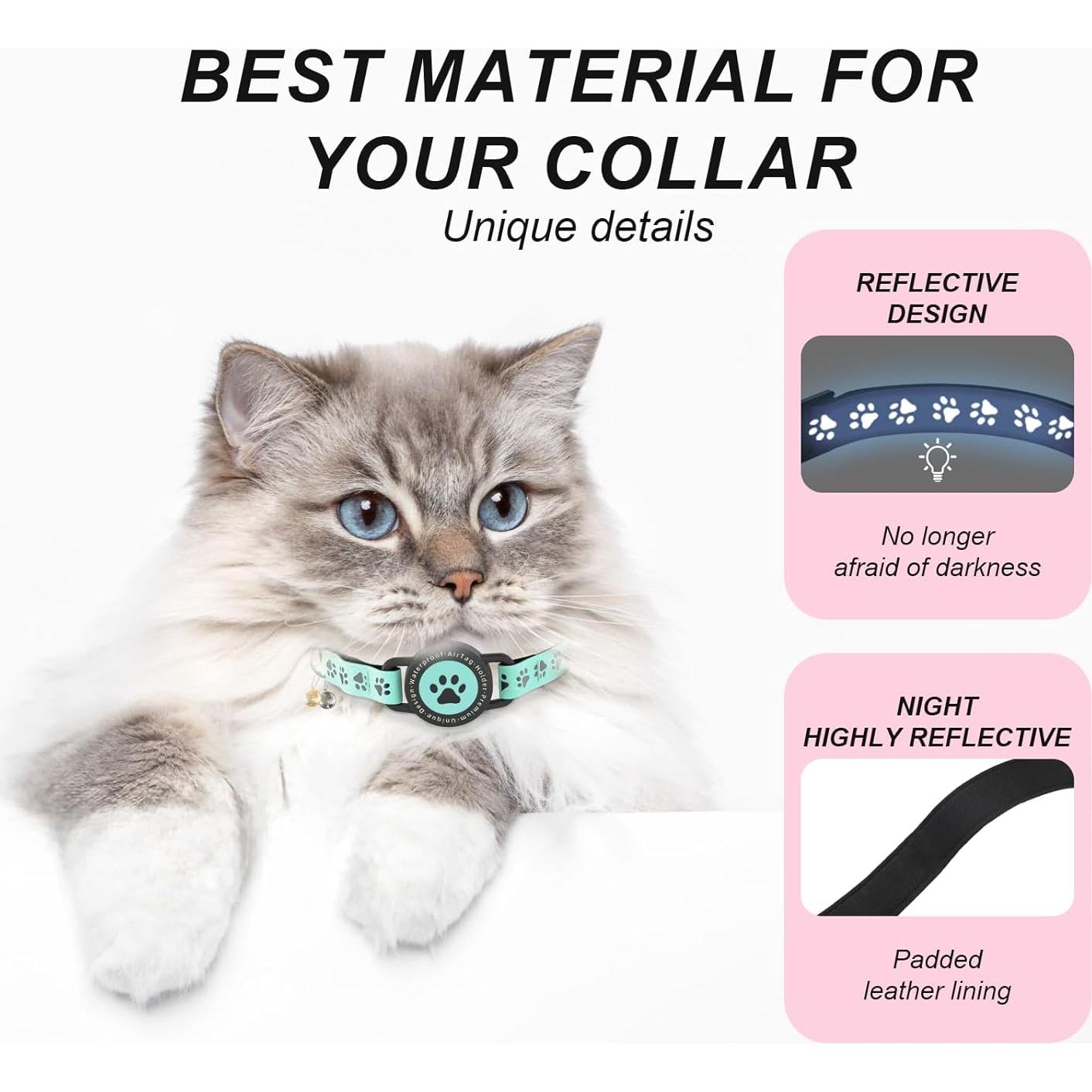 Collar para Gato Zowpet Airtag Impermeable Ajustable Azul