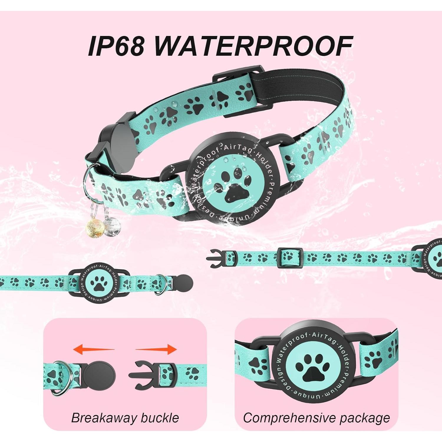 Collar para Gato Zowpet Airtag Impermeable Ajustable Azul