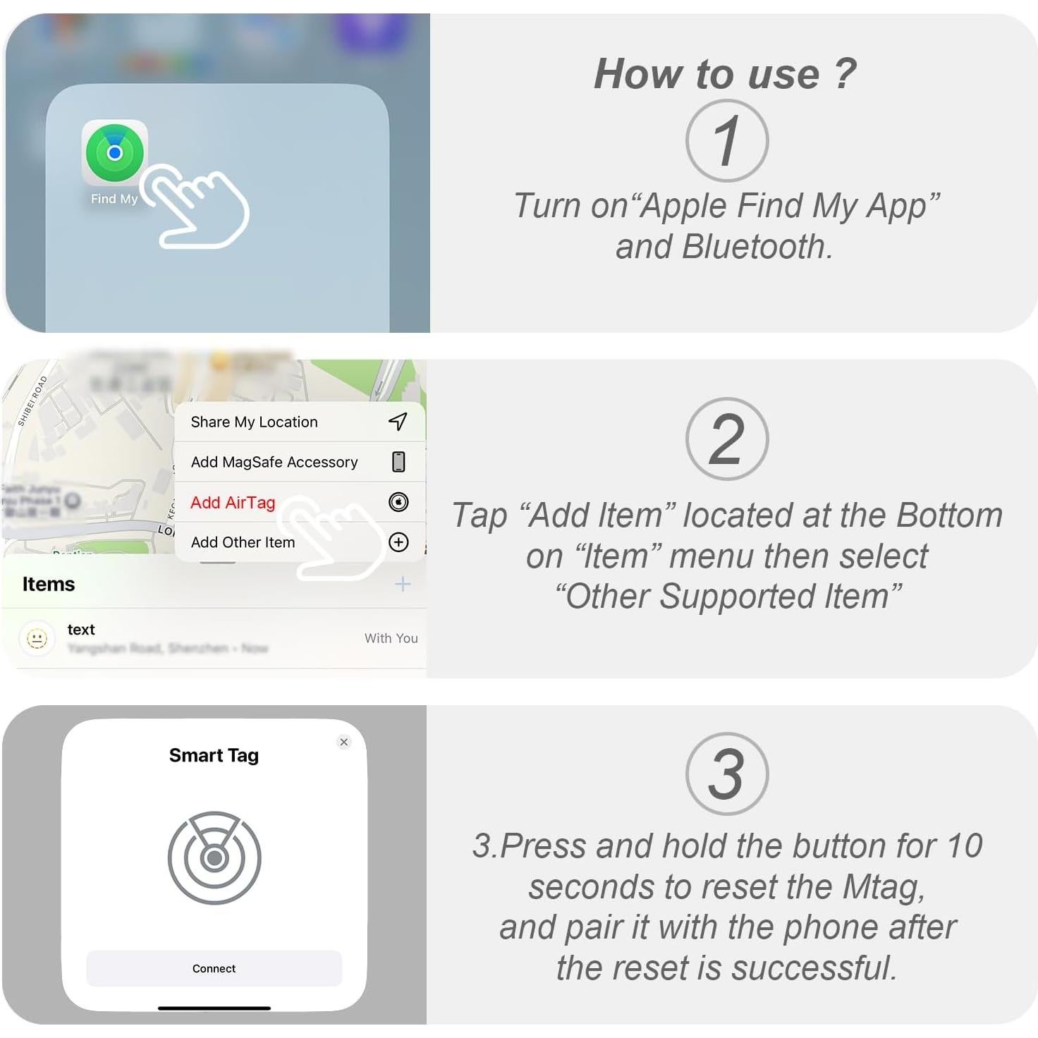 Collar para Gato Zowpet Airtag Impermeable Ajustable Azul