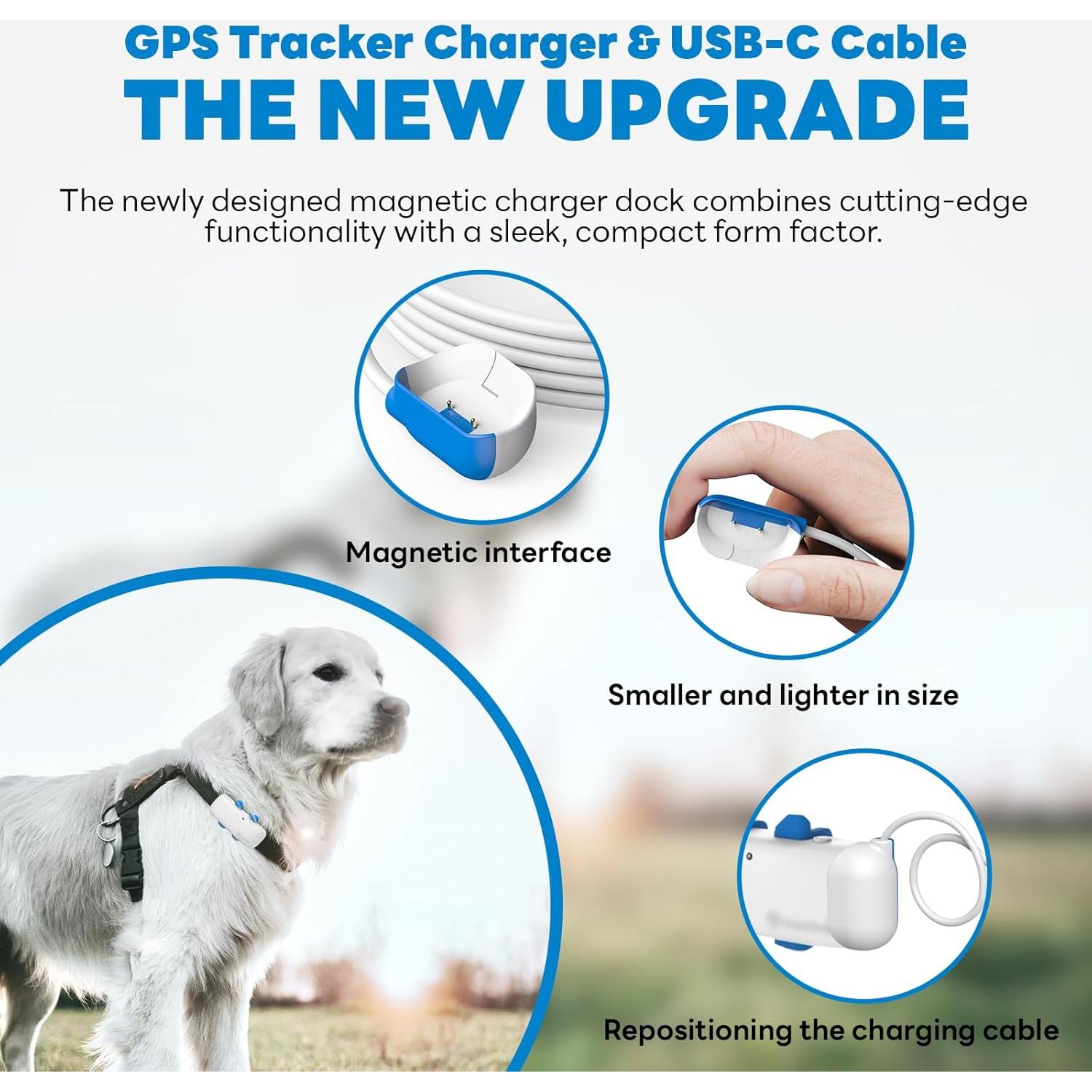 Cargador Magnético Tractive GPS para Mascotas - Base USB Blanca