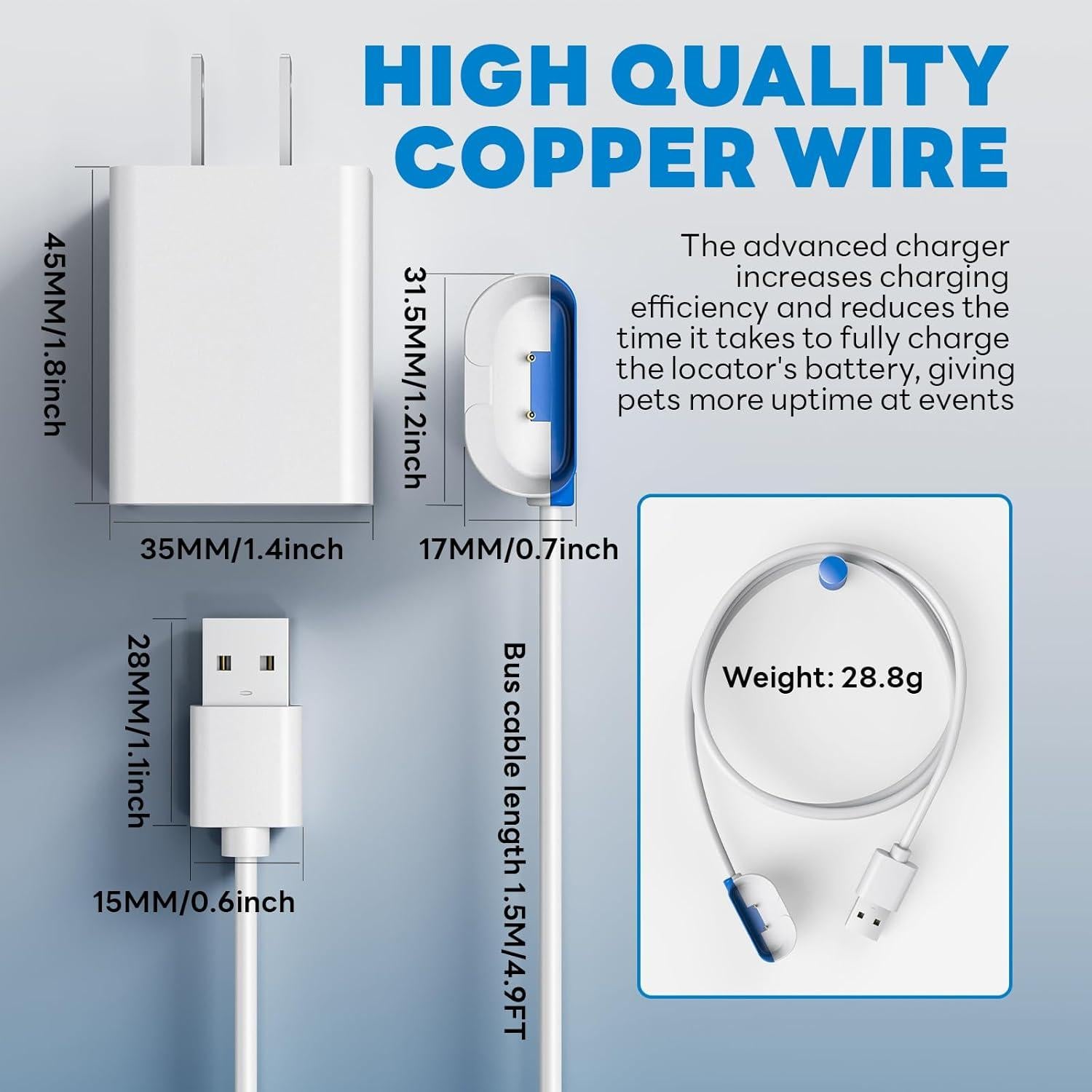 Cargador Magnético Tractive GPS para Mascotas - Base USB Blanca