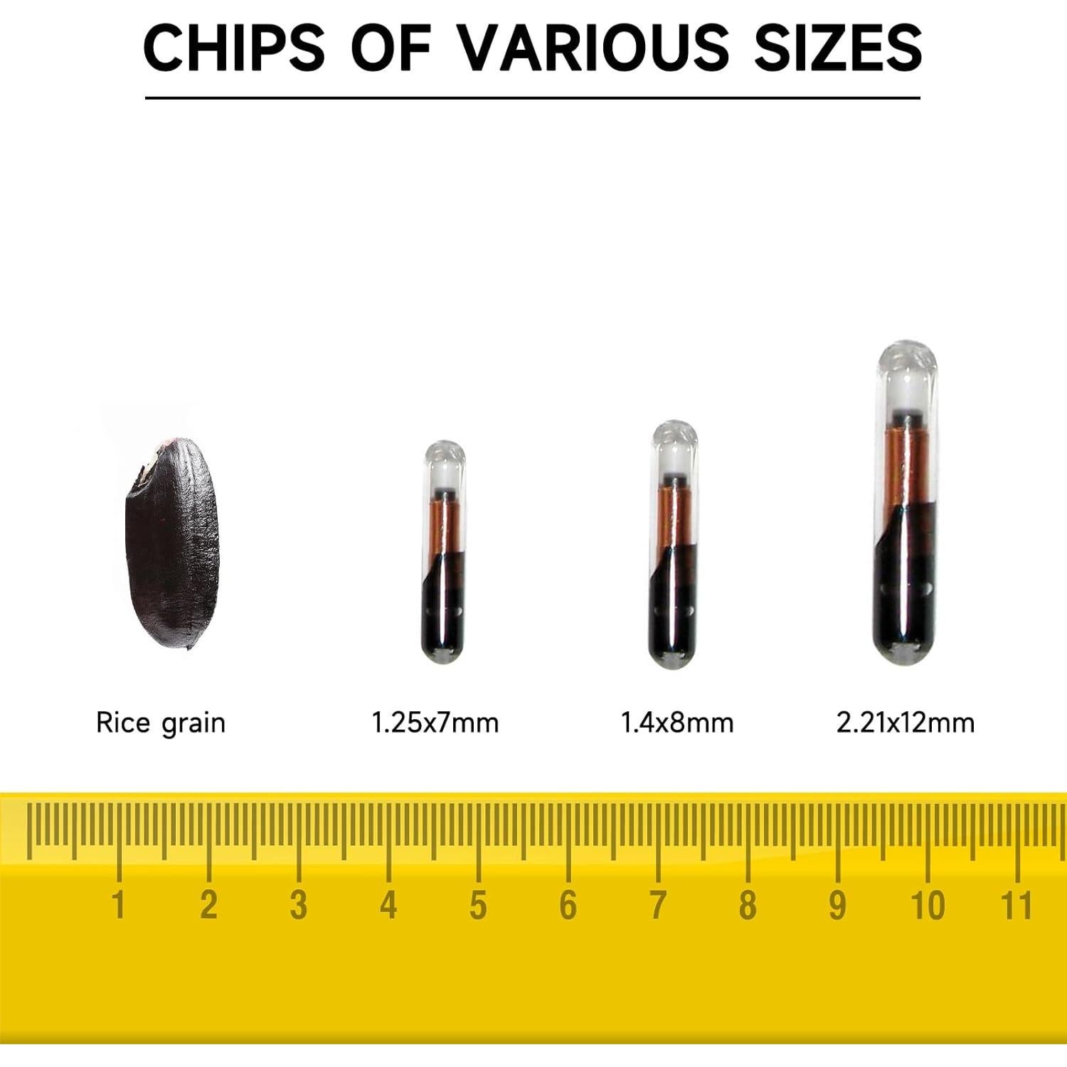 5 Microchips ISENVO 1.4x8mm 134.2kHz para Identificación de Mascotas