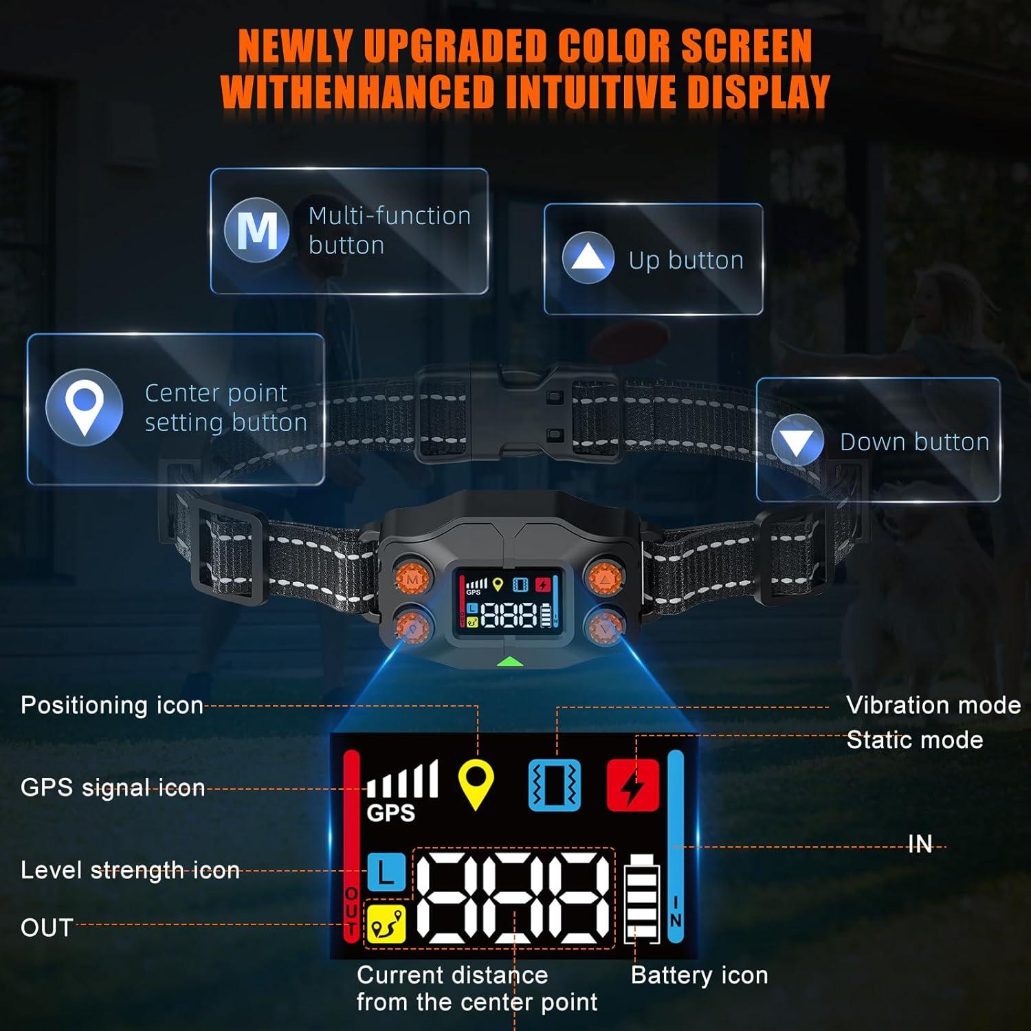 Sistema de Cerca Inalámbrica GPS para Perros Chwwen F830, 21-914m