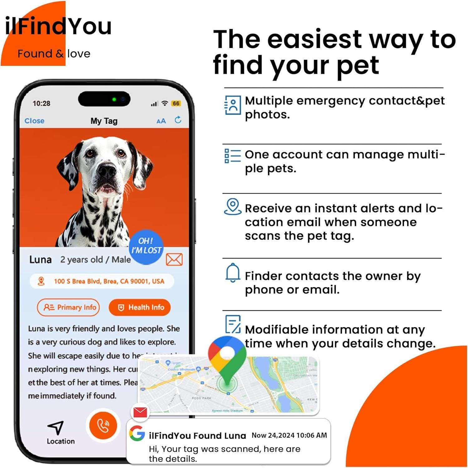 Collar para Perros Medianos ilFindYou AirTag IP68 Reflectante