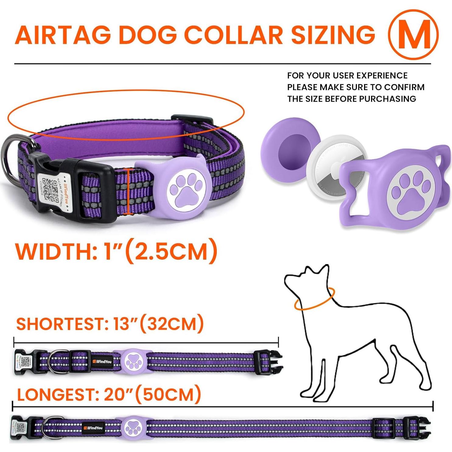 Collar para Perros Medianos ilFindYou AirTag IP68 Reflectante