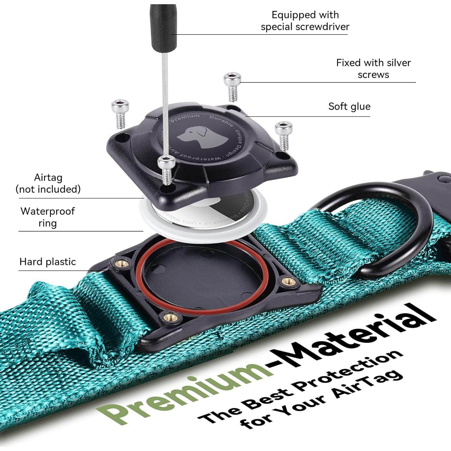 Collar para perro Odokele AirTag L Azul impermeable táctico