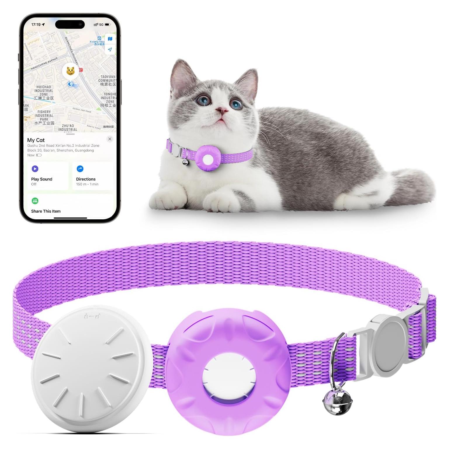 Rastreador GPS para Gatos HONGTOP H, Collar Bluetooth Sin Cuota