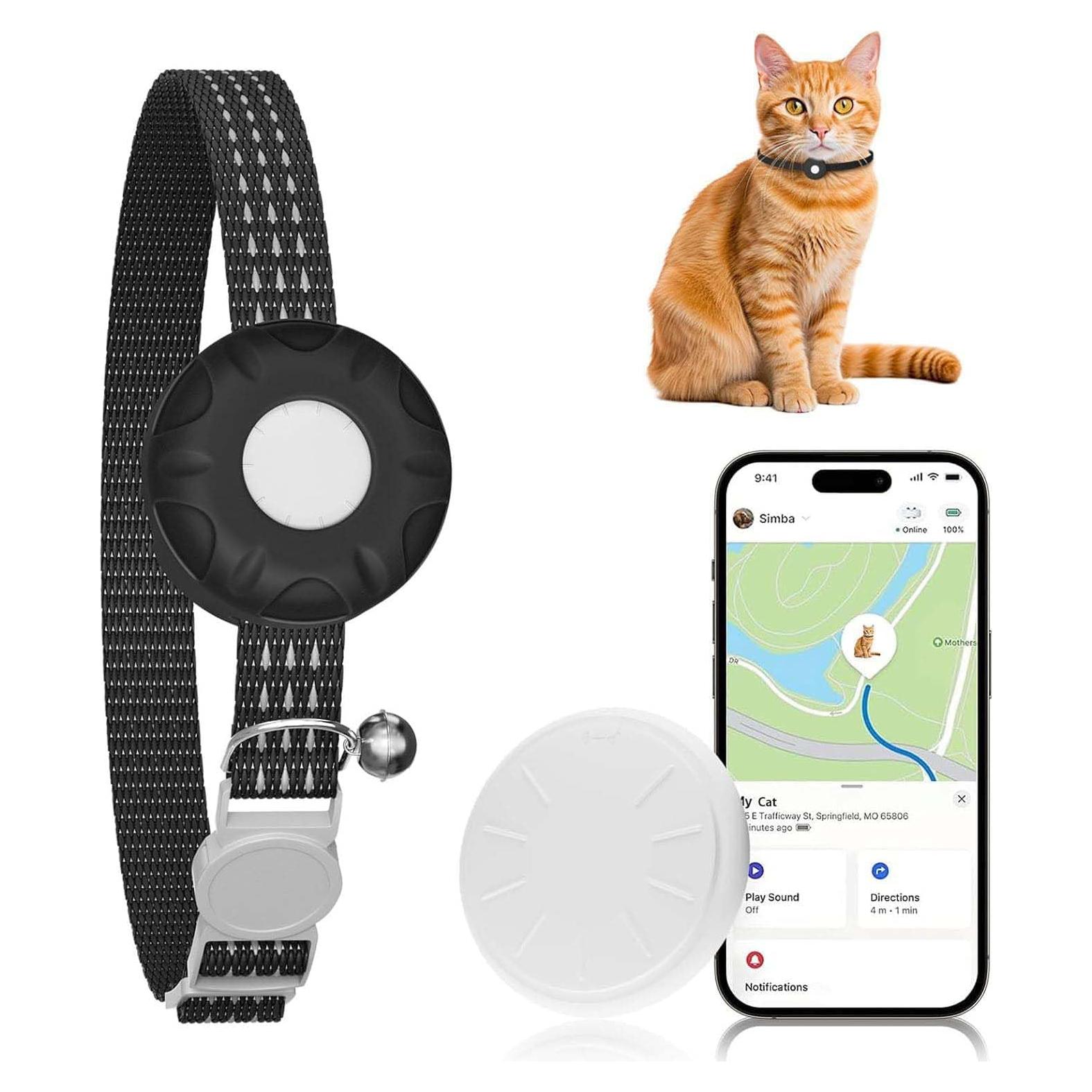 Rastreador GPS para Gatos ZFSJTAG - Collar Negro, Sin Cuota Mensual