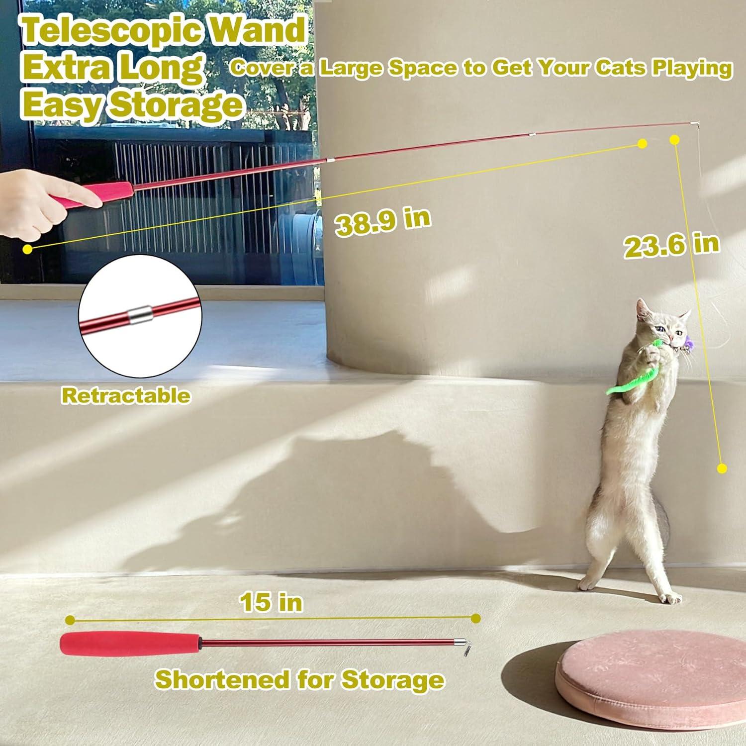 Juguete Interactivo para Gatos MeoHui Varita Telescópica
