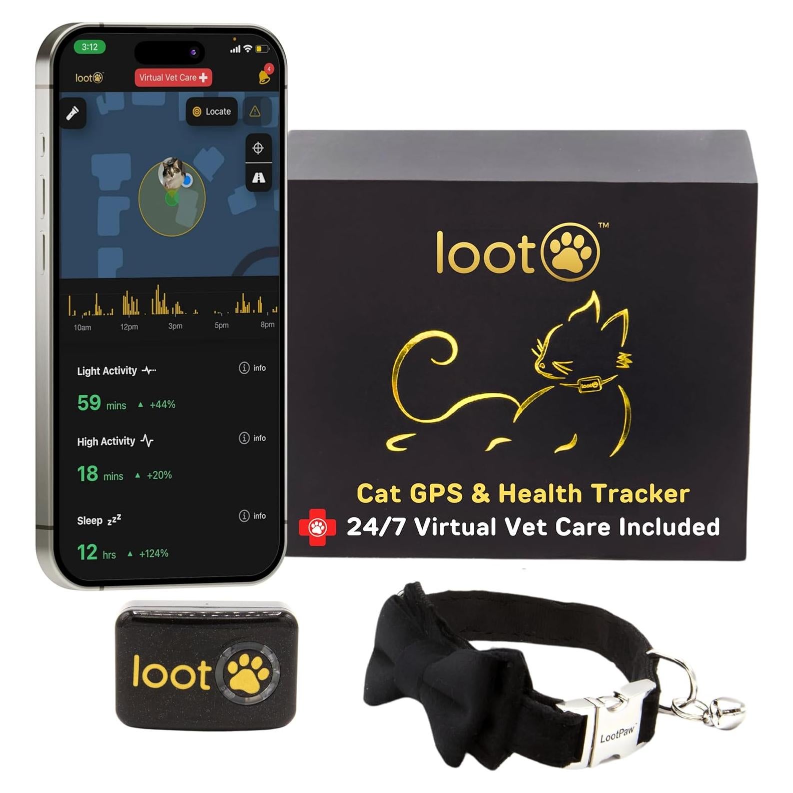 Collar GPS para Gatos LootPaw LPV1TKR - Salud y Actividad