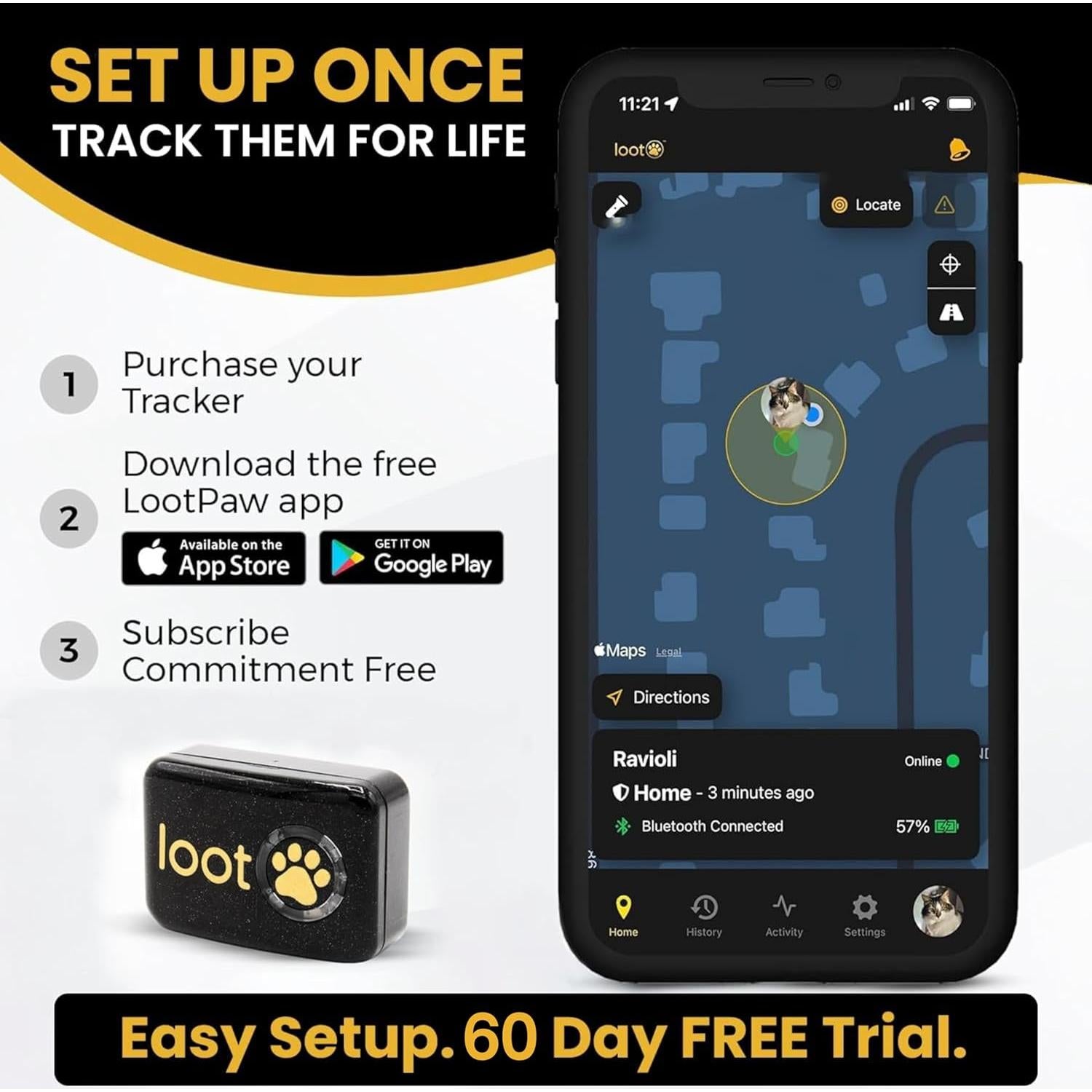 Collar GPS para Gatos LootPaw LPV1TKR - Salud y Actividad