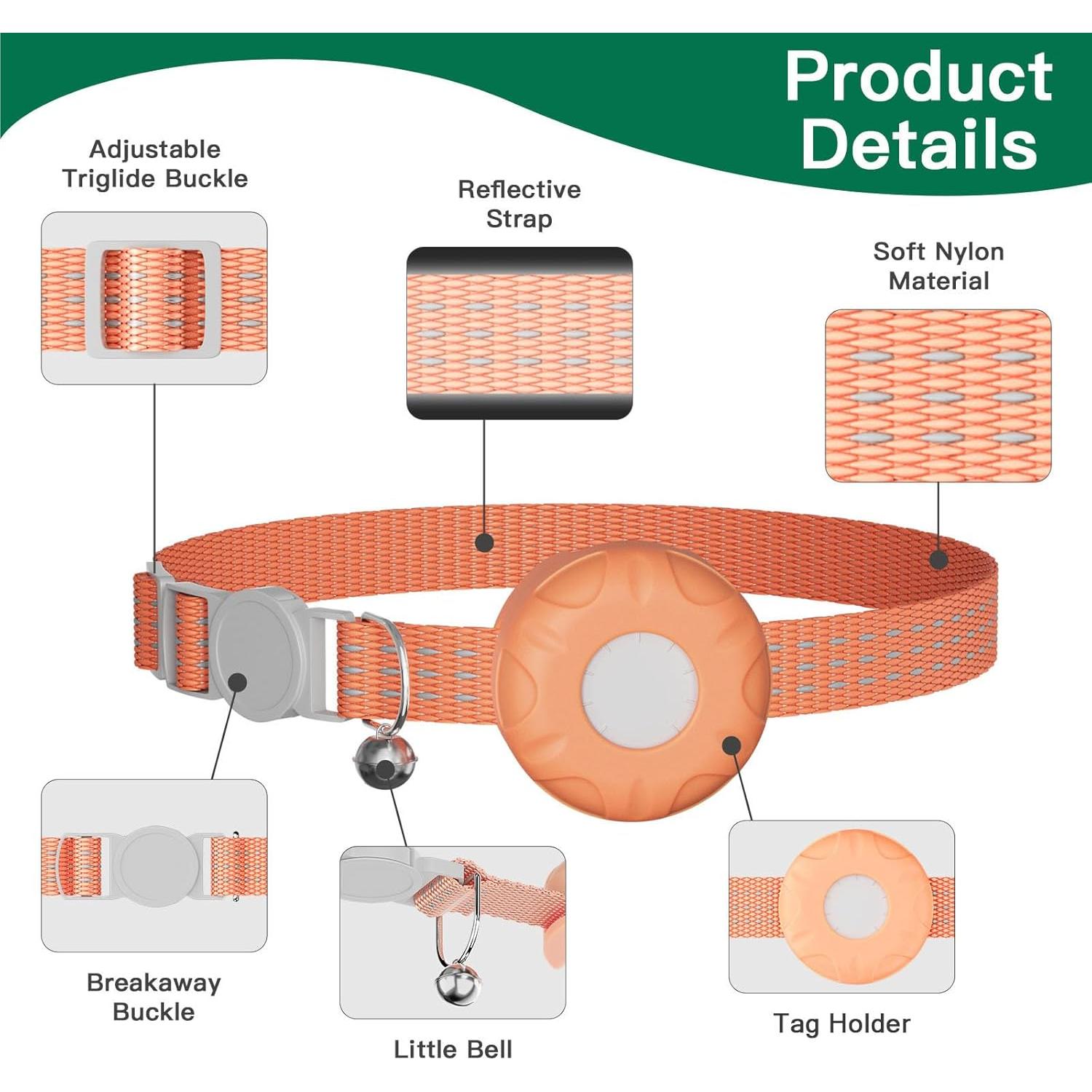 Rastreador GPS para Gatos ZITTZ - Collar Naranja, Sin Cuota Mensual