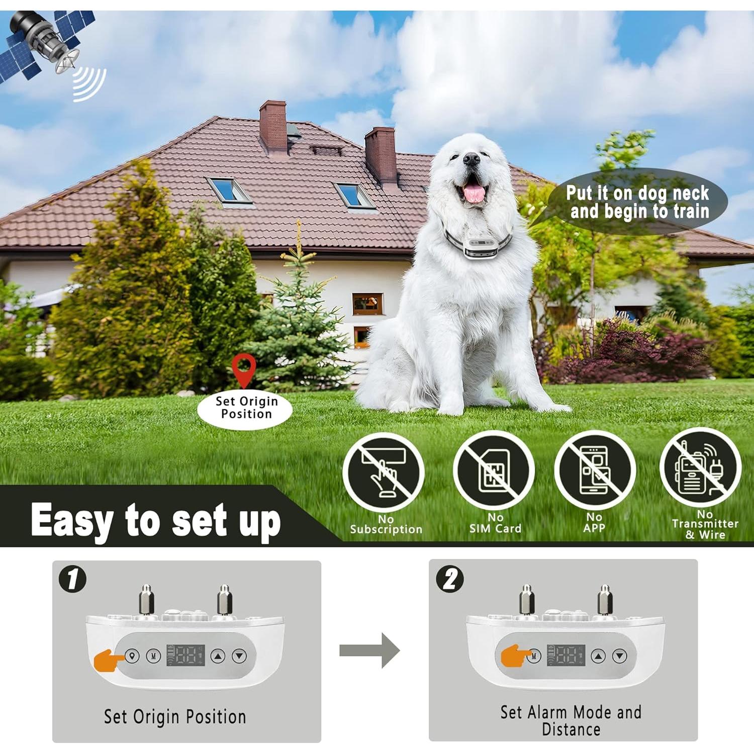 Sistema de Cerca Inalámbrica GPS Petsfun para 2 Perros