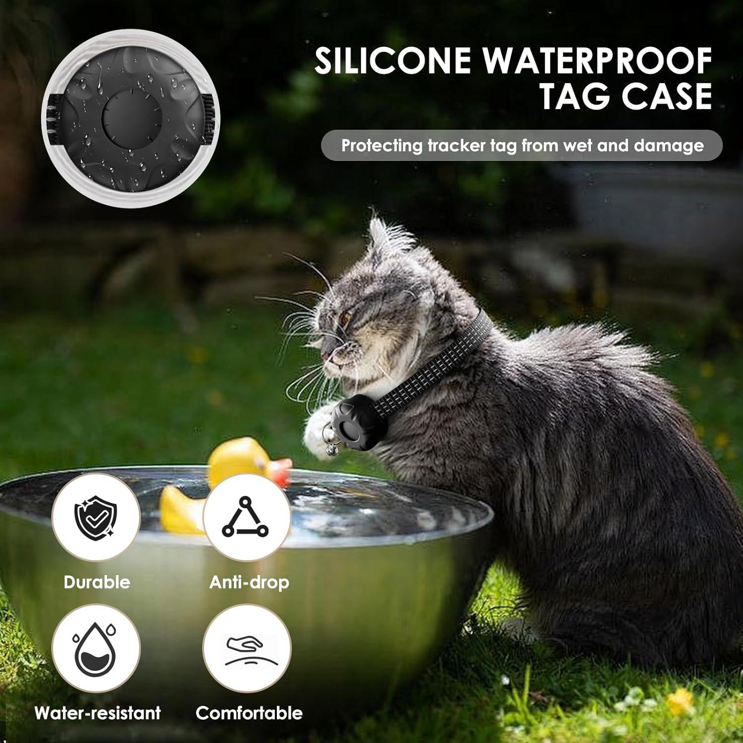 Rastreador GPS para Gatos HONGTOP, Collar Negro, Sin Cuota Mensual