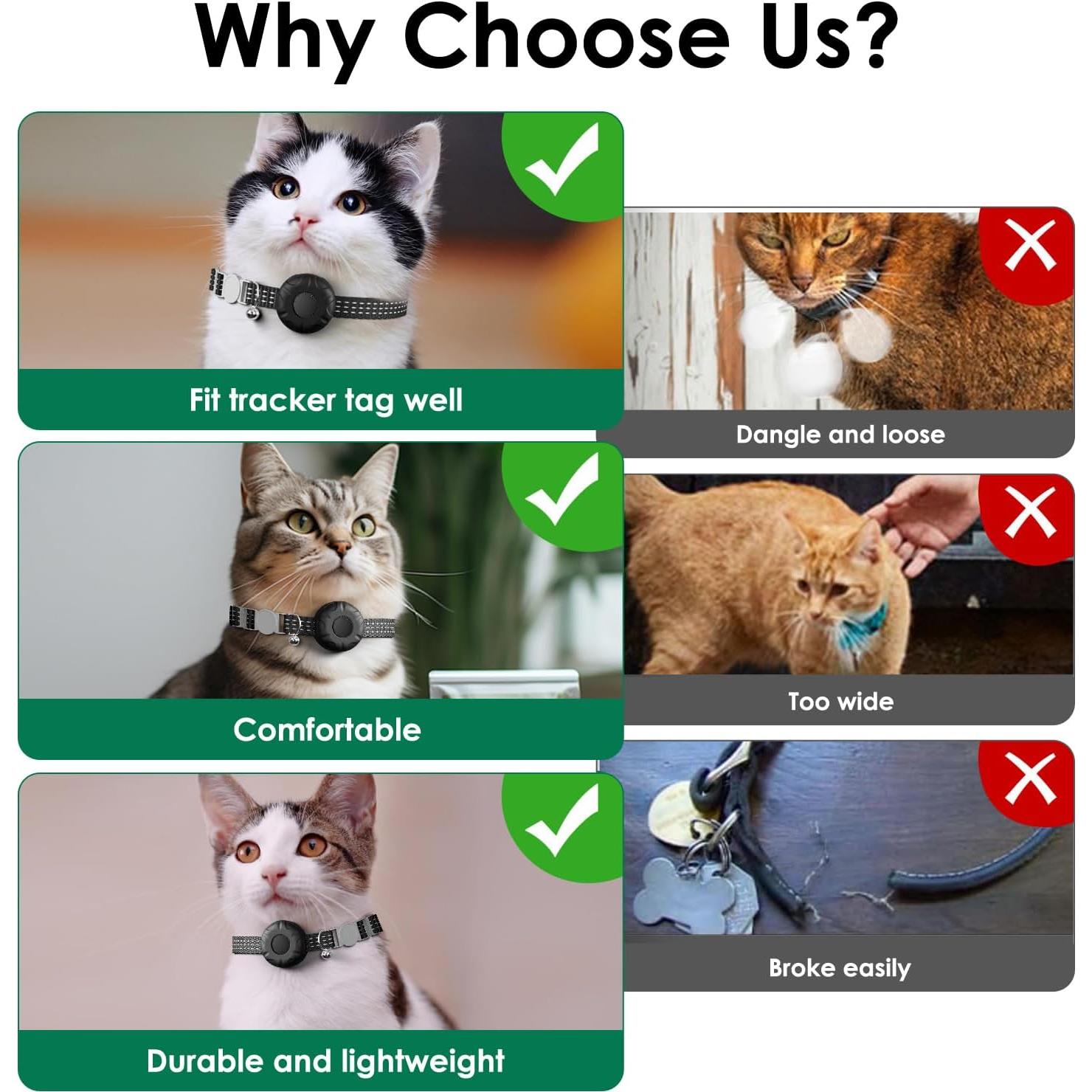 Rastreador GPS para Gatos HONGTOP, Collar Negro, Sin Cuota Mensual