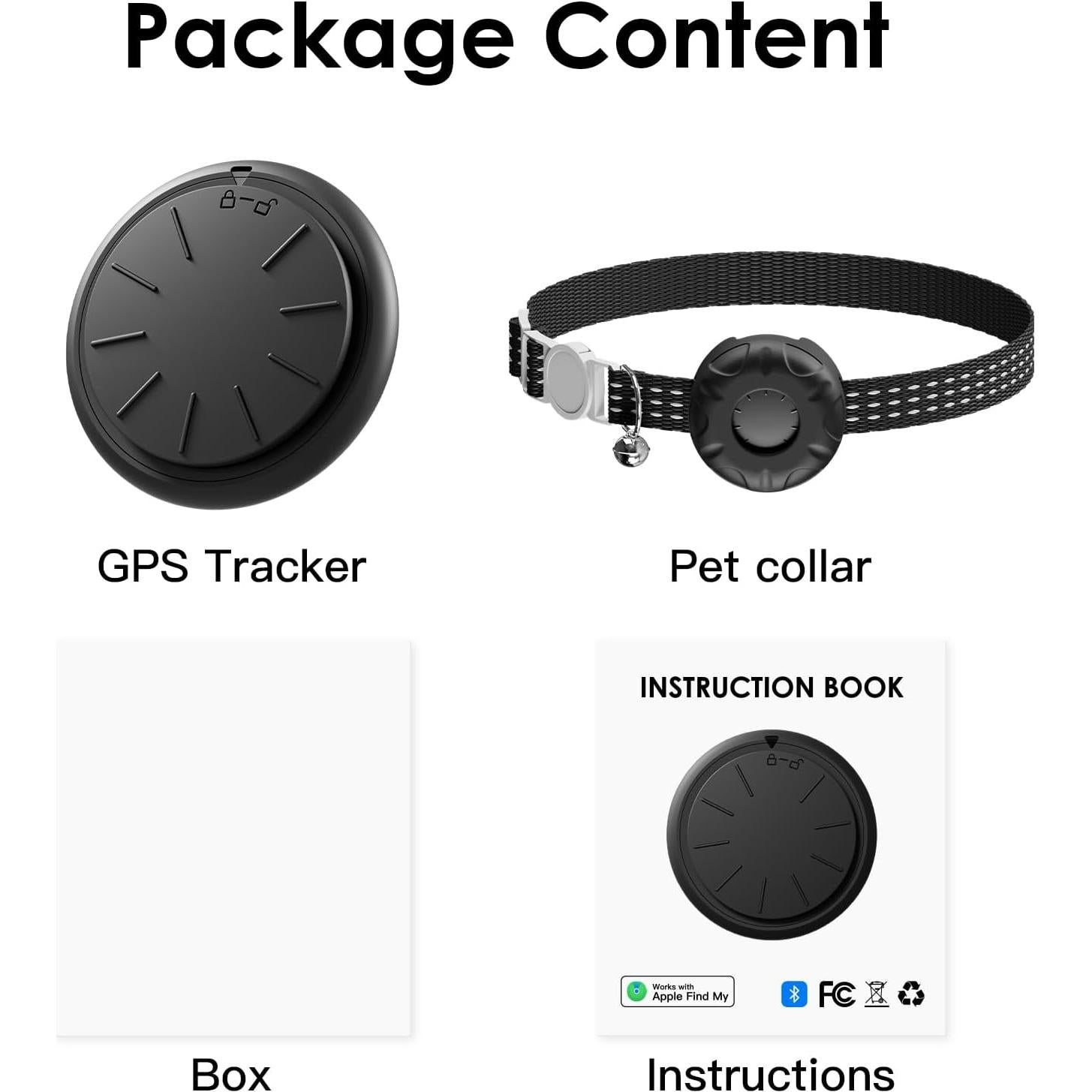 Rastreador GPS para Gatos HONGTOP, Collar Negro, Sin Cuota Mensual