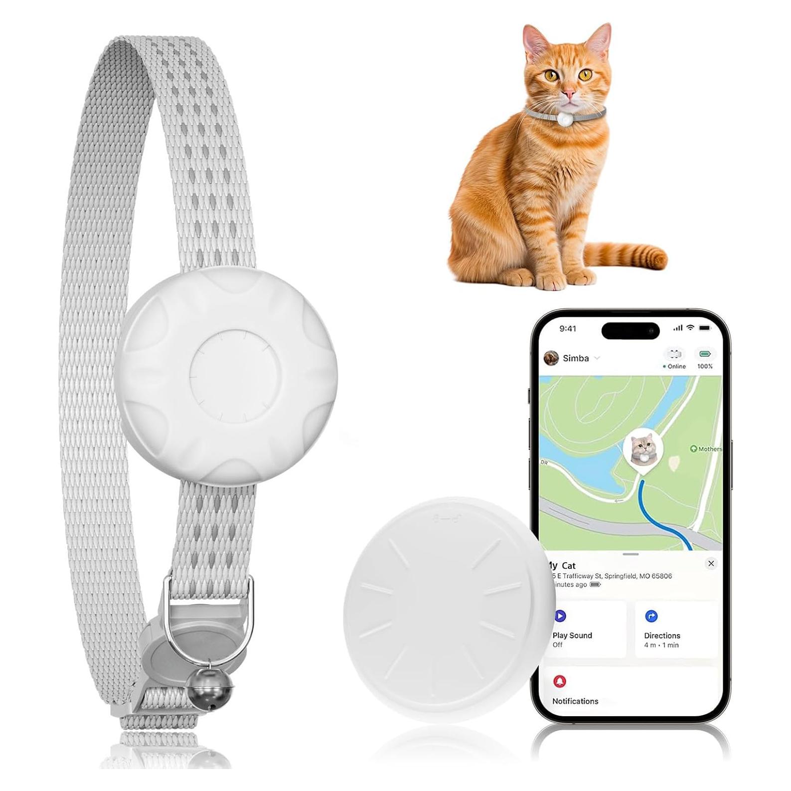 Collar GPS para Gatos ZITTZ - Sin Cuota Mensual, Blanco