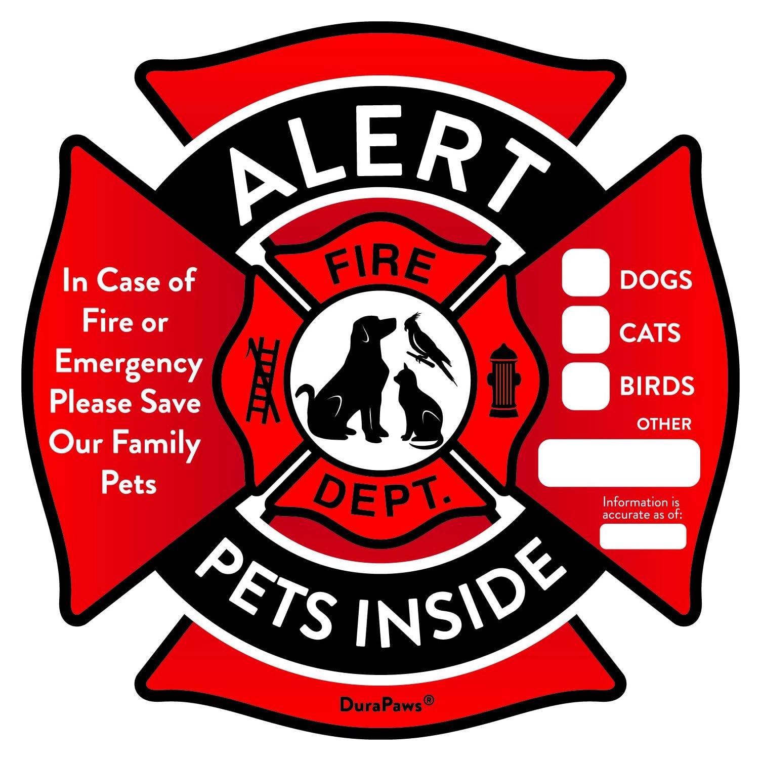 Pegatinas de Alerta de Mascotas DuraPaws - 4 Unidades 12 cm