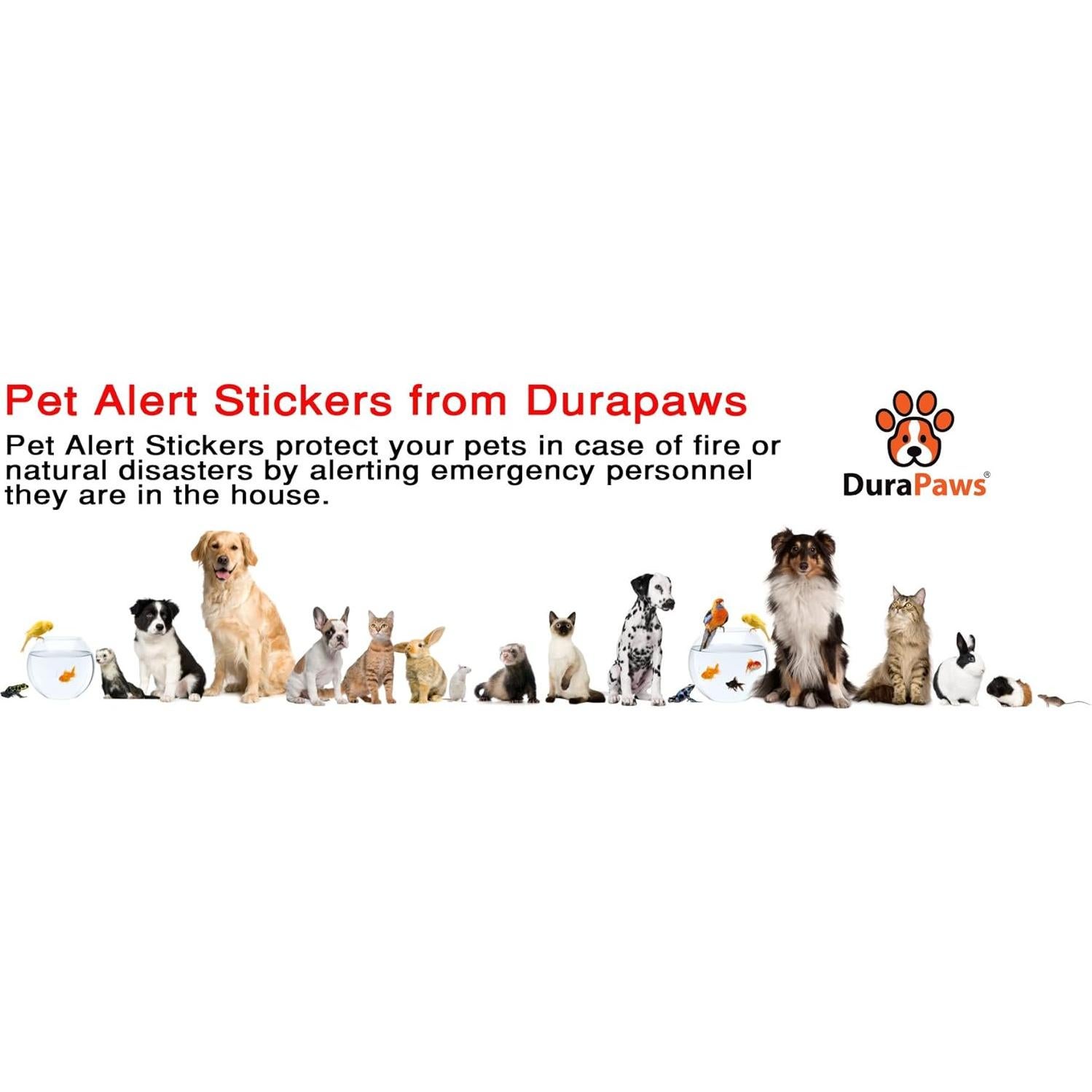 Pegatinas de Alerta de Mascotas DuraPaws - 4 Unidades 12 cm