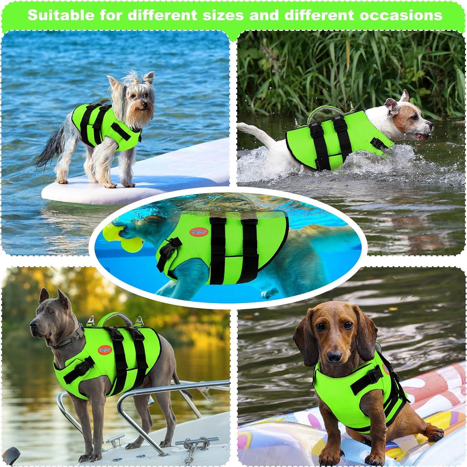 Chaleco Salvavidas para Perros Doglay Mediano Verde Fluorescente