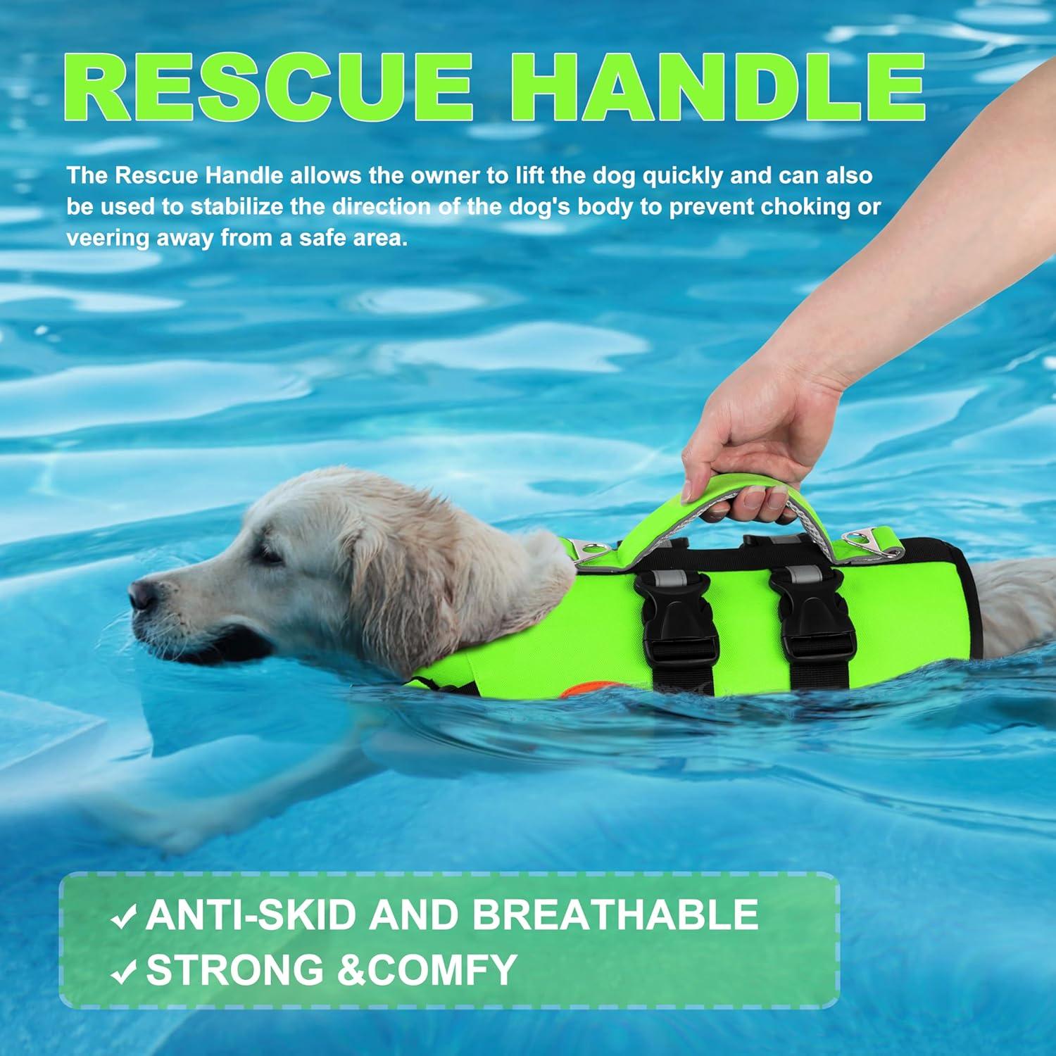 Chaleco Salvavidas para Perros Doglay Mediano Verde Fluorescente