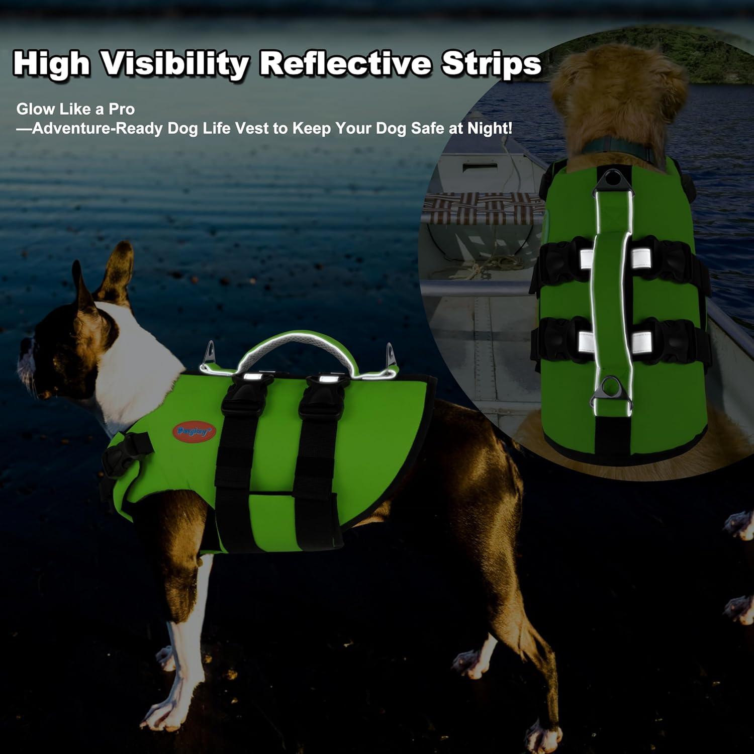 Chaleco Salvavidas para Perros Doglay Mediano Verde Fluorescente