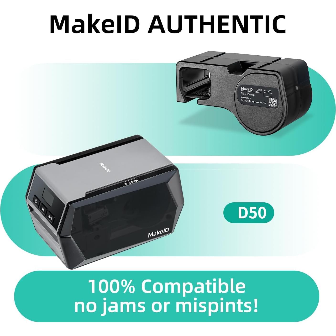 Cartucho de Etiquetas PET MakeID ZD38-8 para Impresora D50