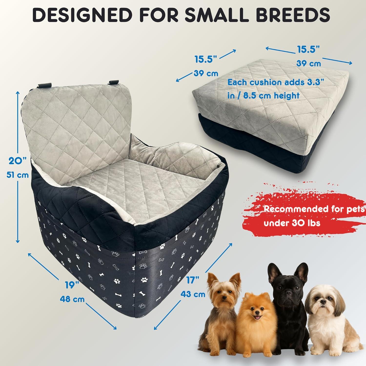 Asiento de Coche para Perros OtterPets - Arnés XS, 46.7x25.4 cm