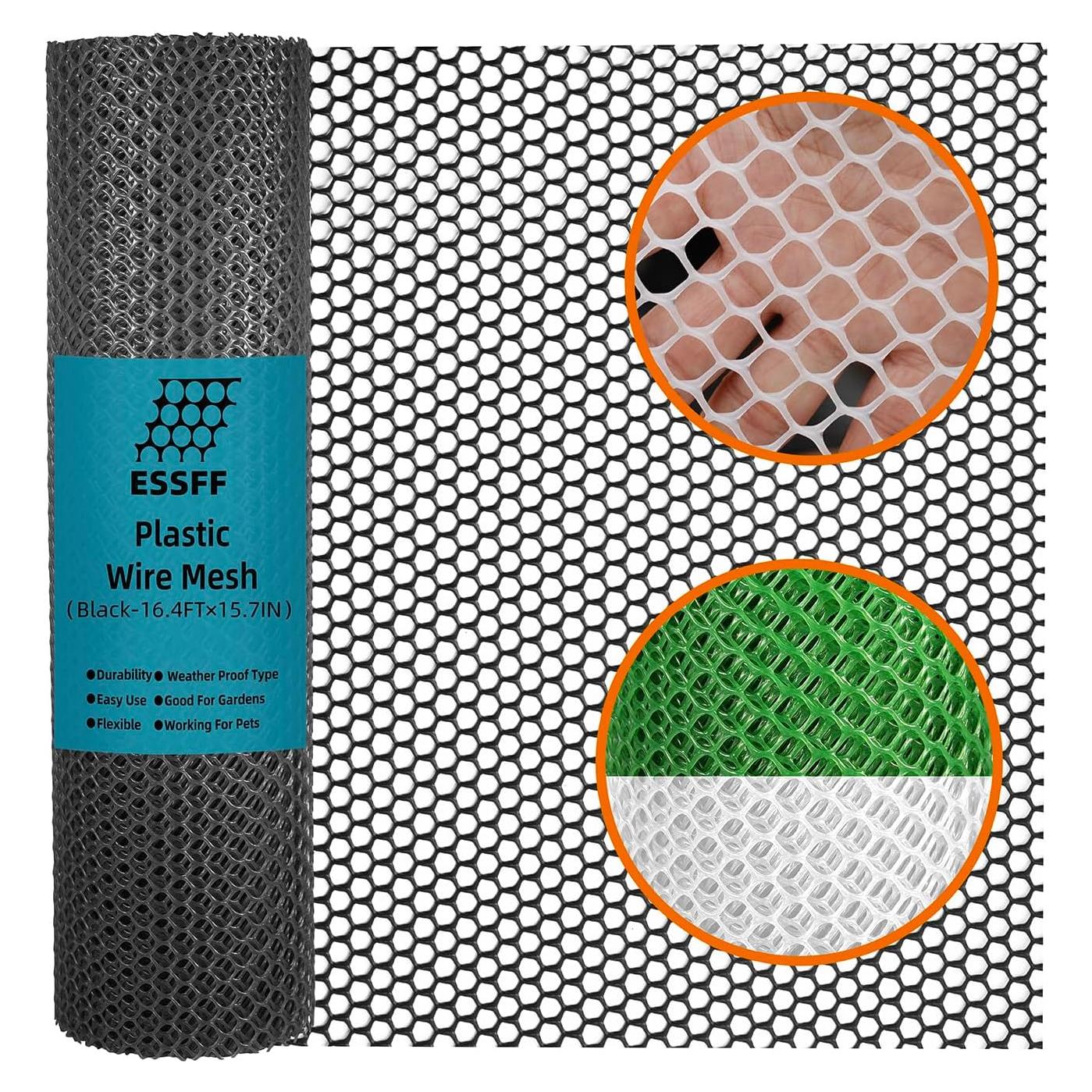 Malla Plástica Negra ESSFF 40cm x 5m para Jardín y Mascotas