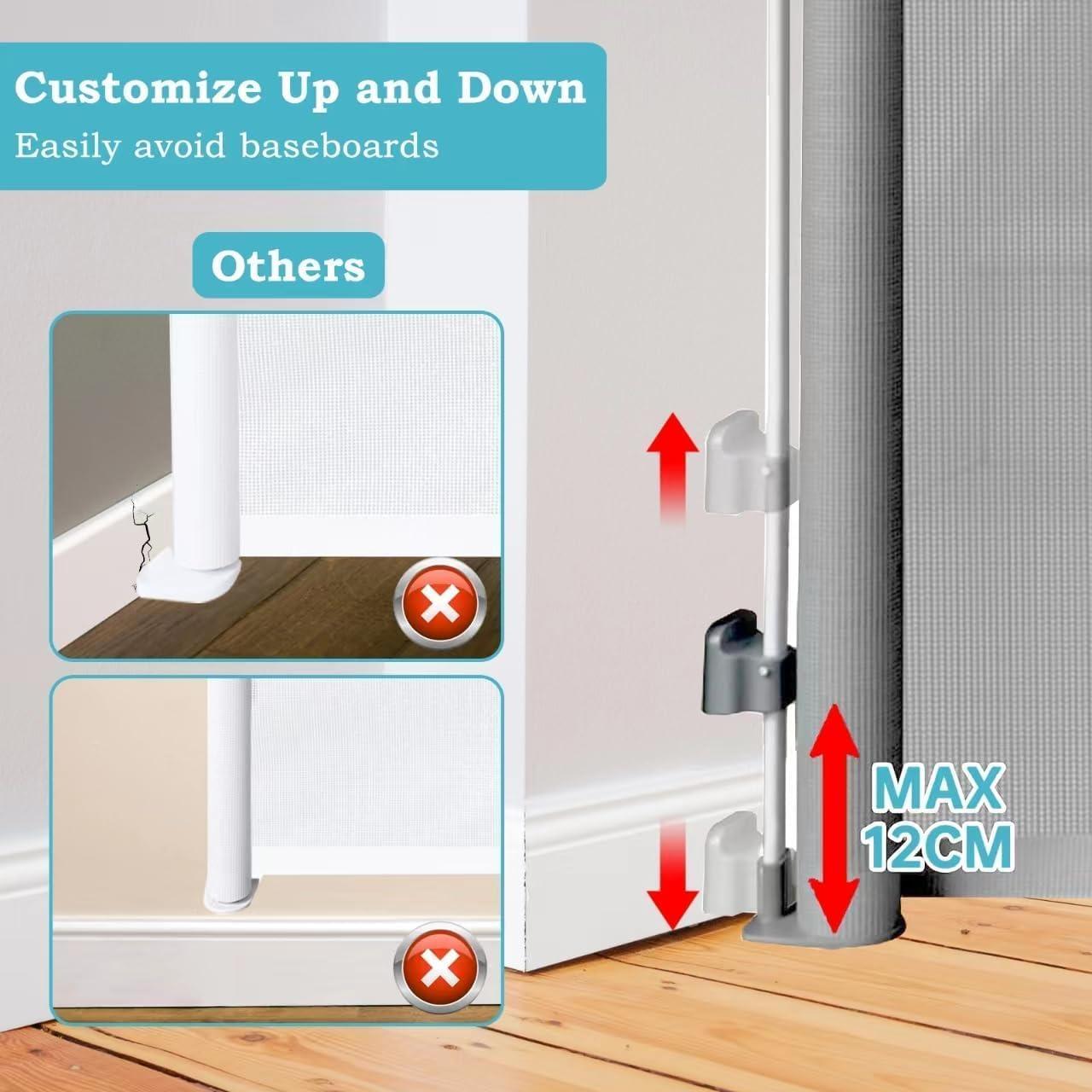 Puerta Retráctil de Seguridad para Bebés y Mascotas 84x160 cm Gris
