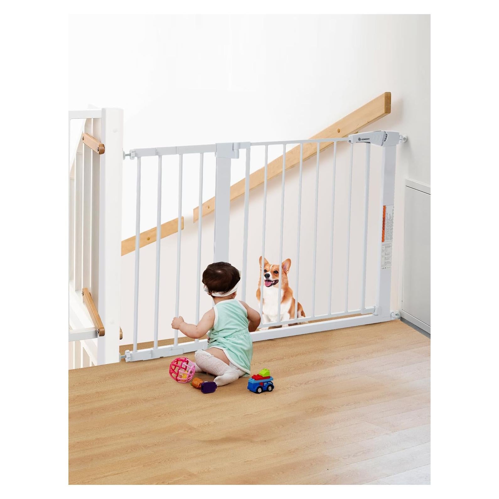 Puerta para Bebés Extra Ancha COMOMY 75-110 cm Blanca