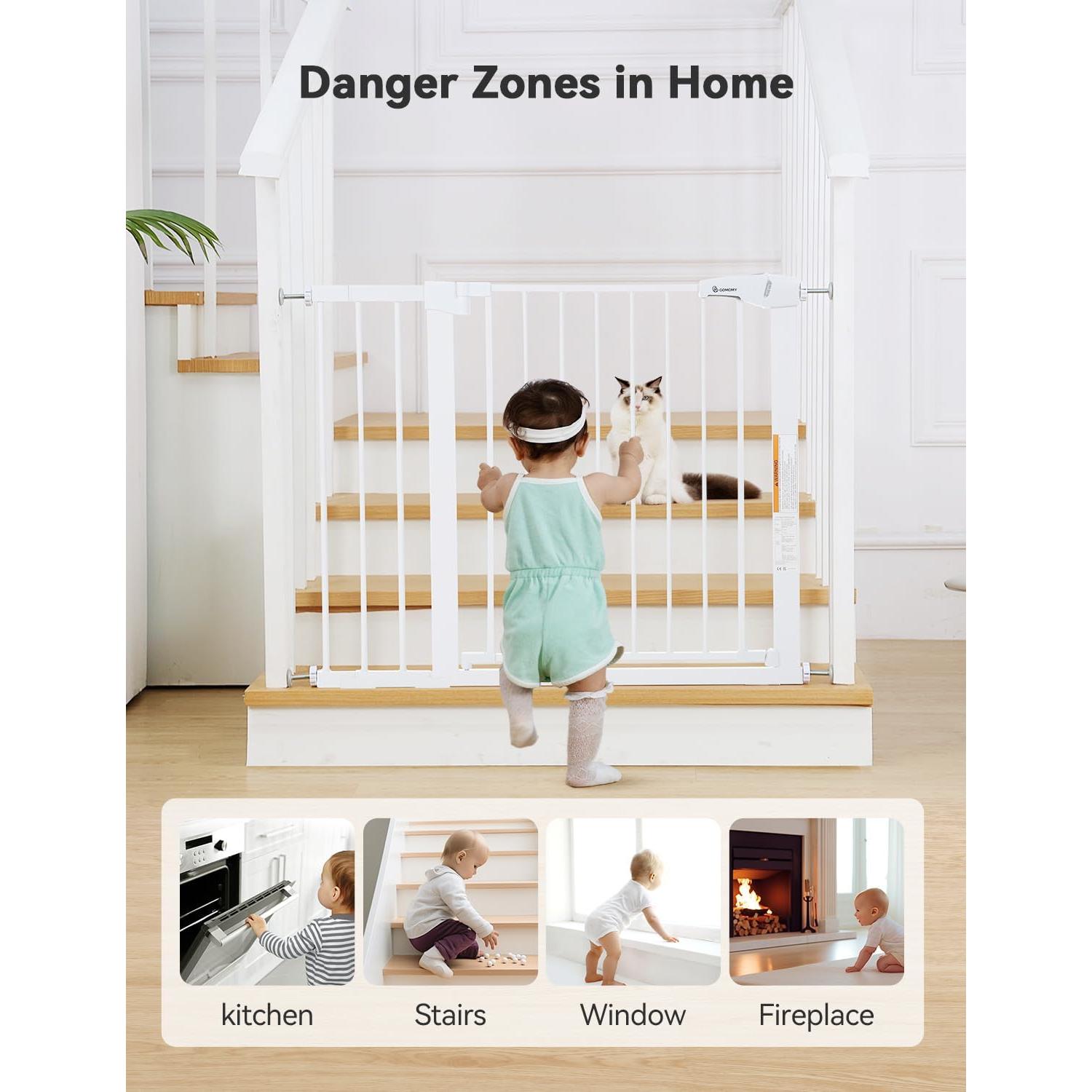 Puerta para Bebés Extra Ancha COMOMY 75-110 cm Blanca