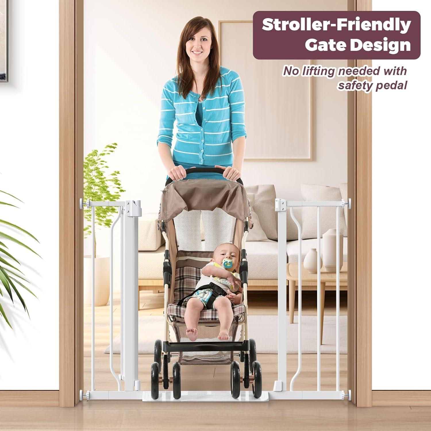 Puerta de Seguridad para Bebés y Mascotas Cideny 73-101 cm Blanca