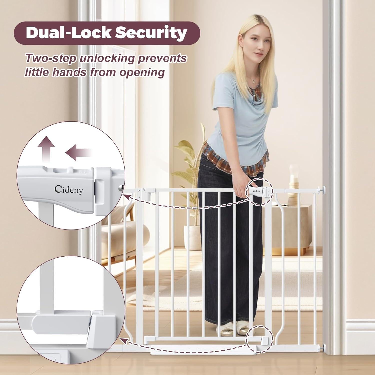 Puerta de Seguridad para Bebés y Mascotas Cideny 73-101 cm Blanca