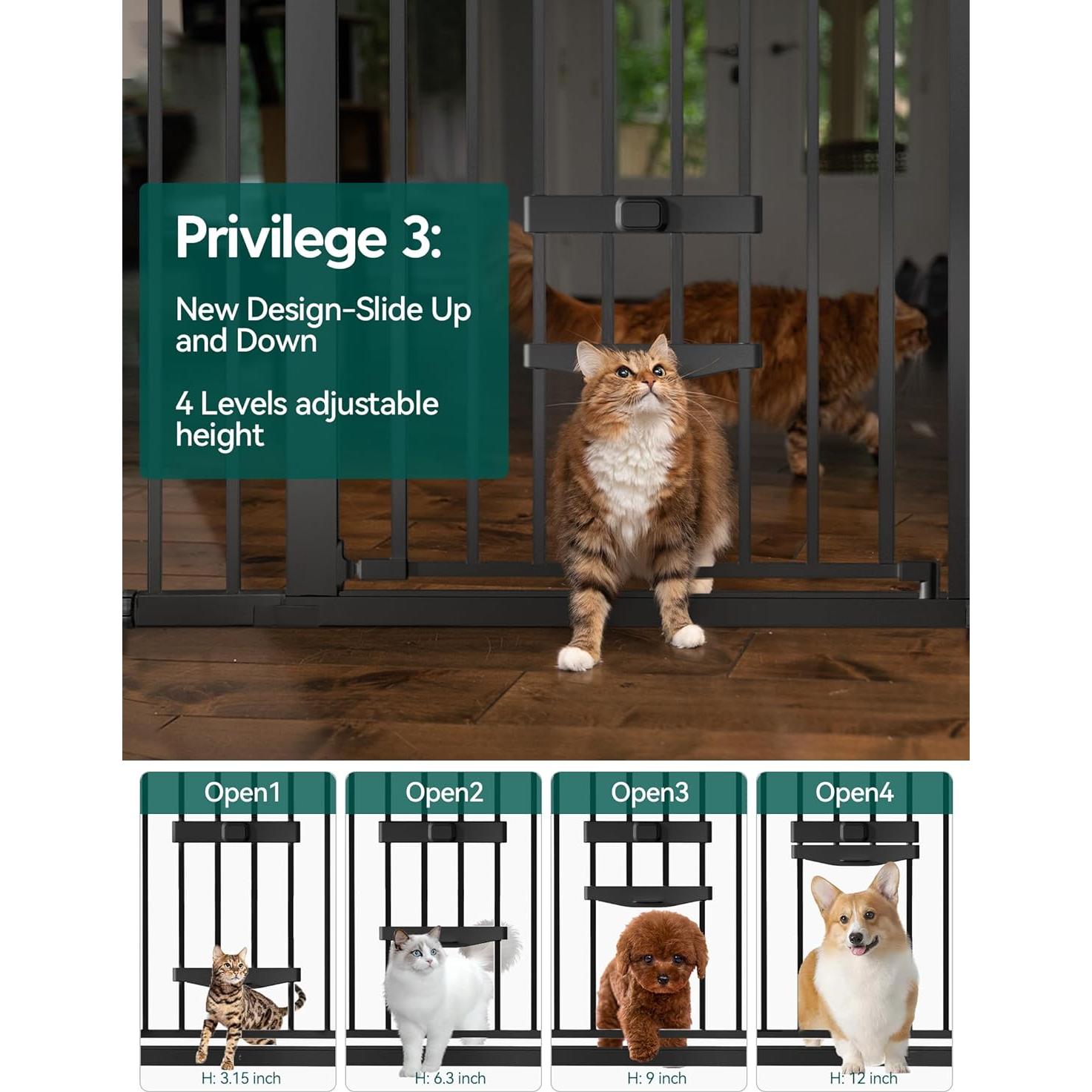 Puerta para Bebés y Gatos BABELIO Ajustable 29-40" Negra