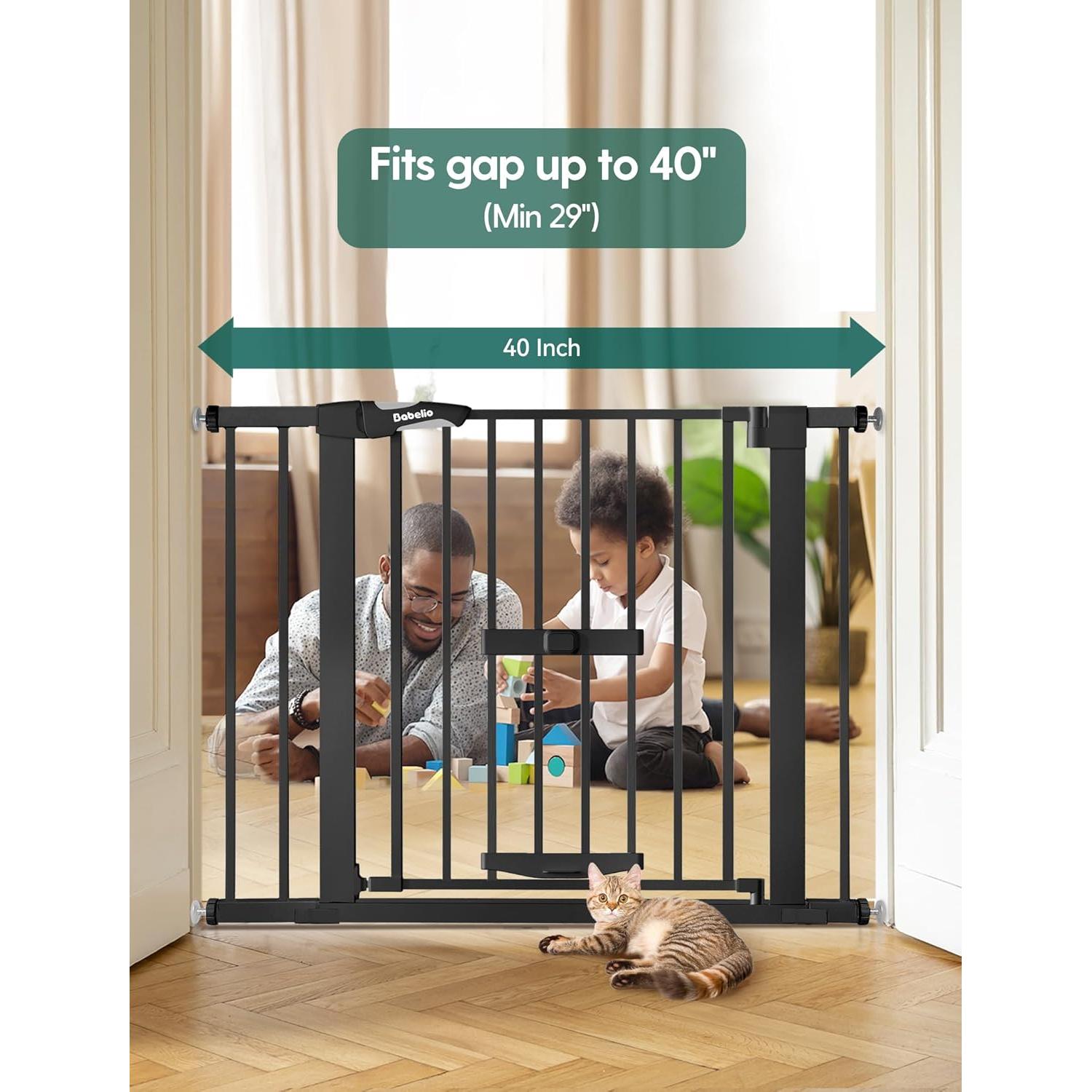 Puerta para Bebés y Gatos BABELIO Ajustable 29-40" Negra