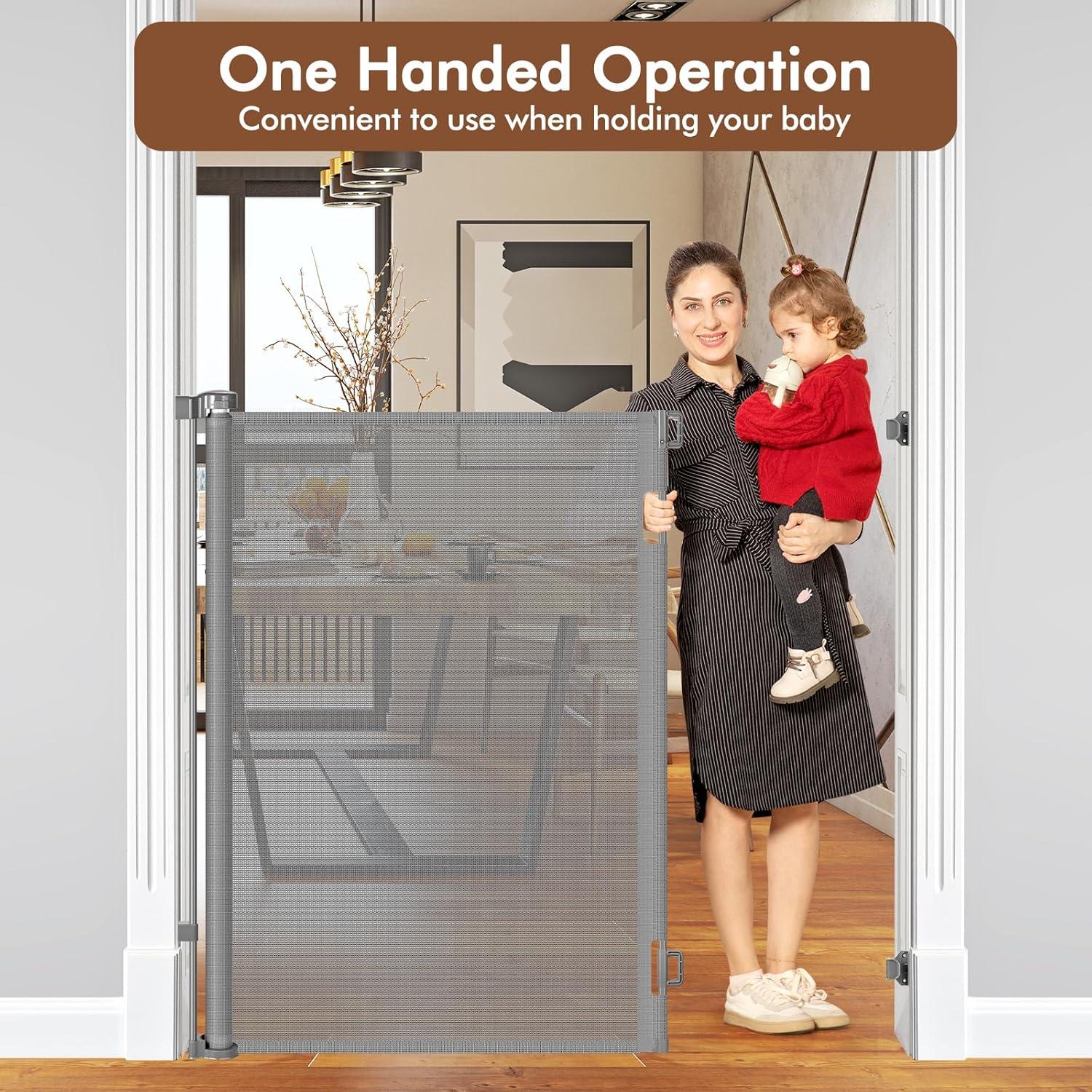 Puerta Retráctil Extra Alta para Mascotas Bingguz 1.22m Gris