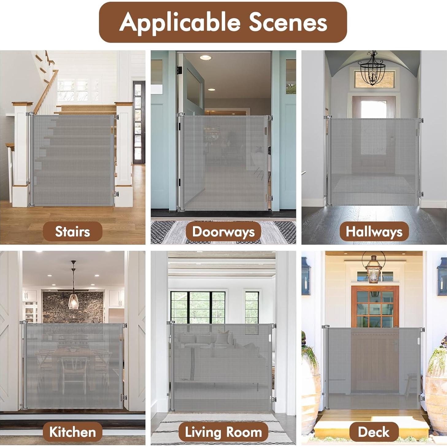 Puerta Retráctil Extra Alta para Mascotas Bingguz 1.22m Gris