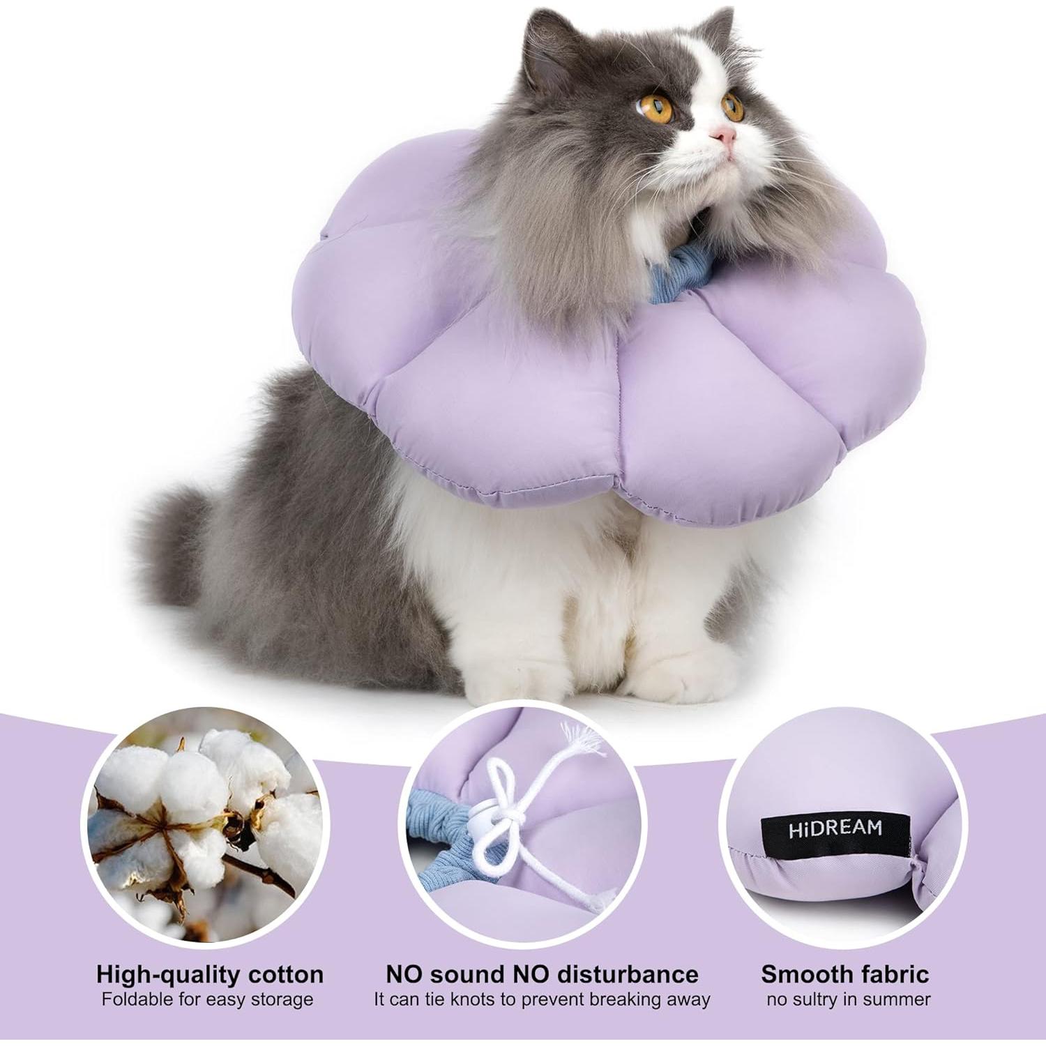 Collar de Cono para Gatos HiDREAM Mediano Púrpura Impermeable